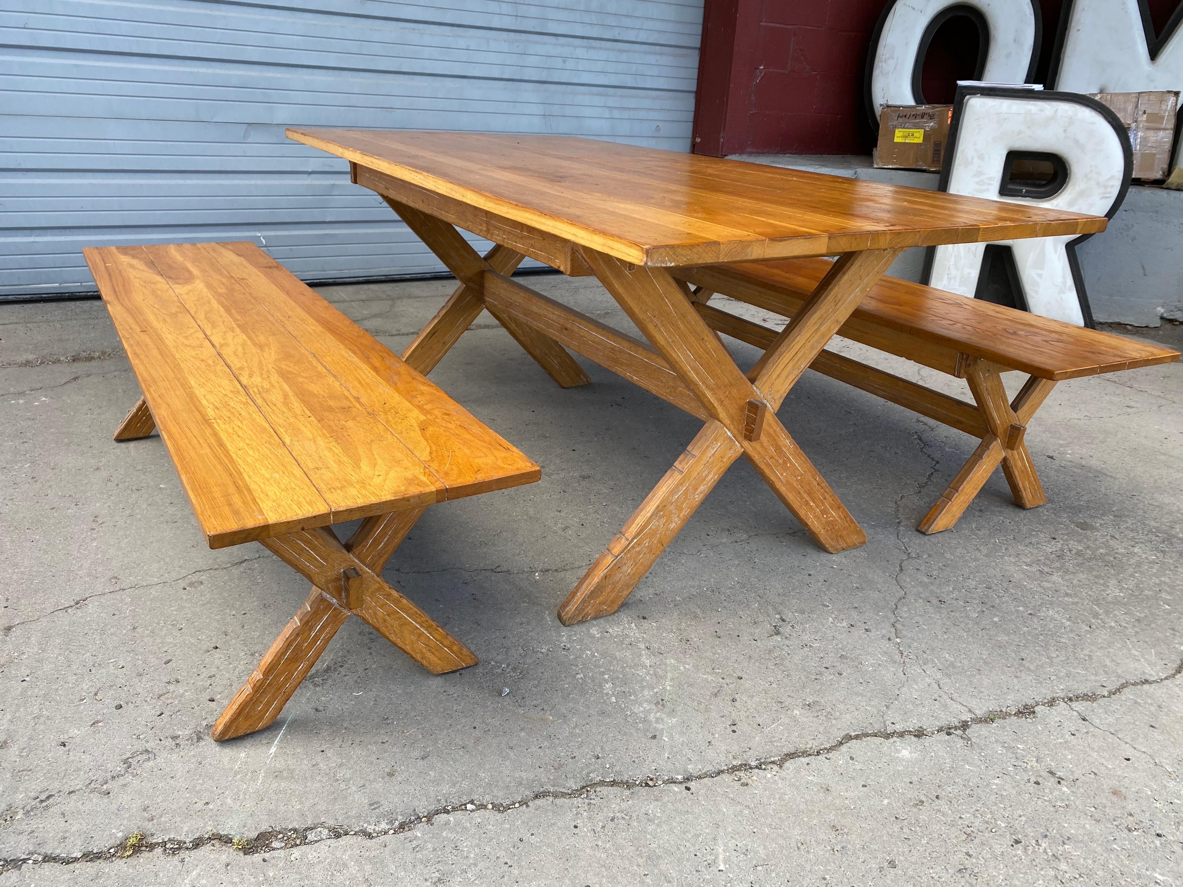 A.Brandt Ranch Oak Mid-Century Modern Table and Benches 5