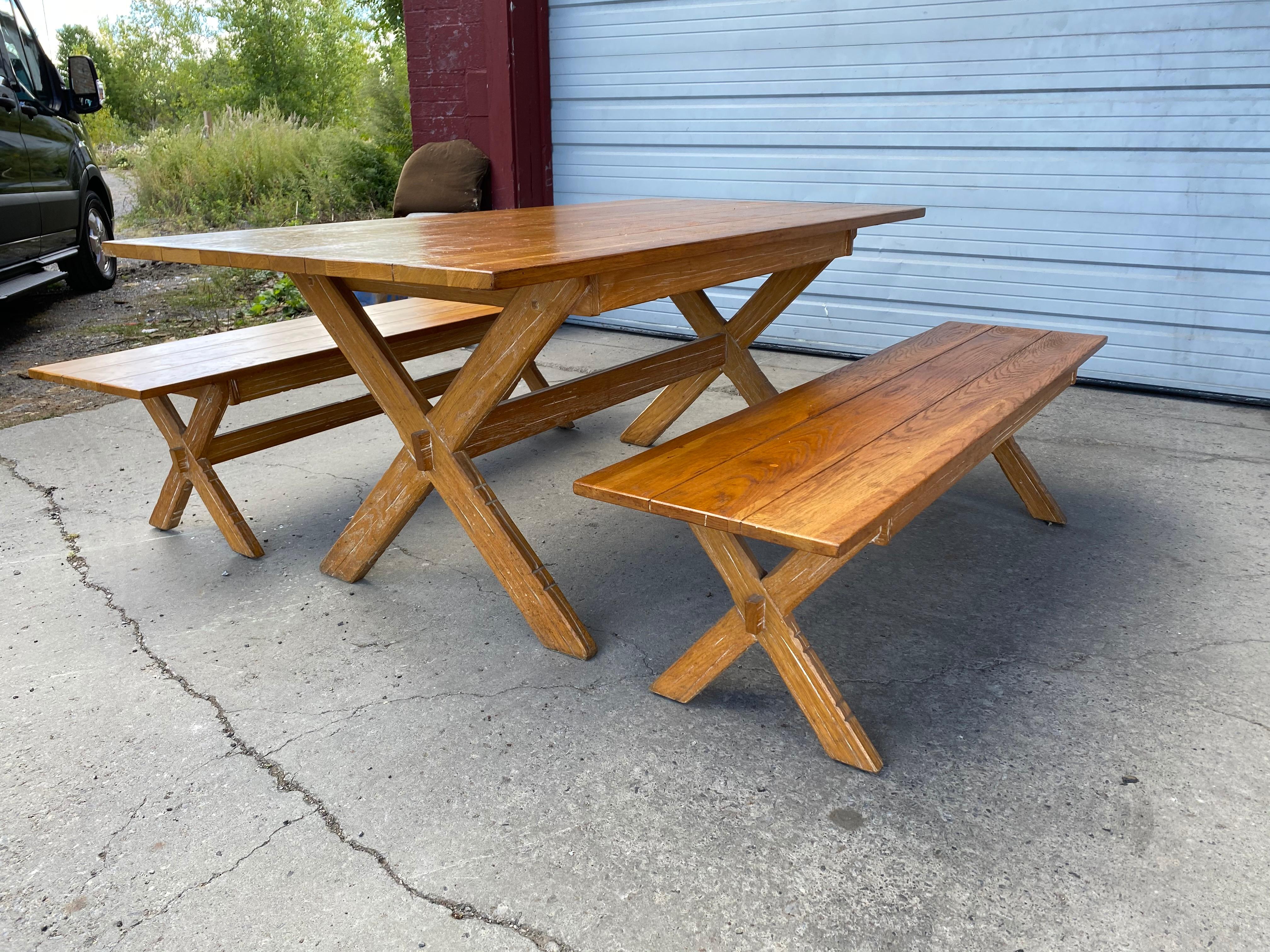 A.Brandt Ranch Oak Mid-Century Modern Table and Benches 6