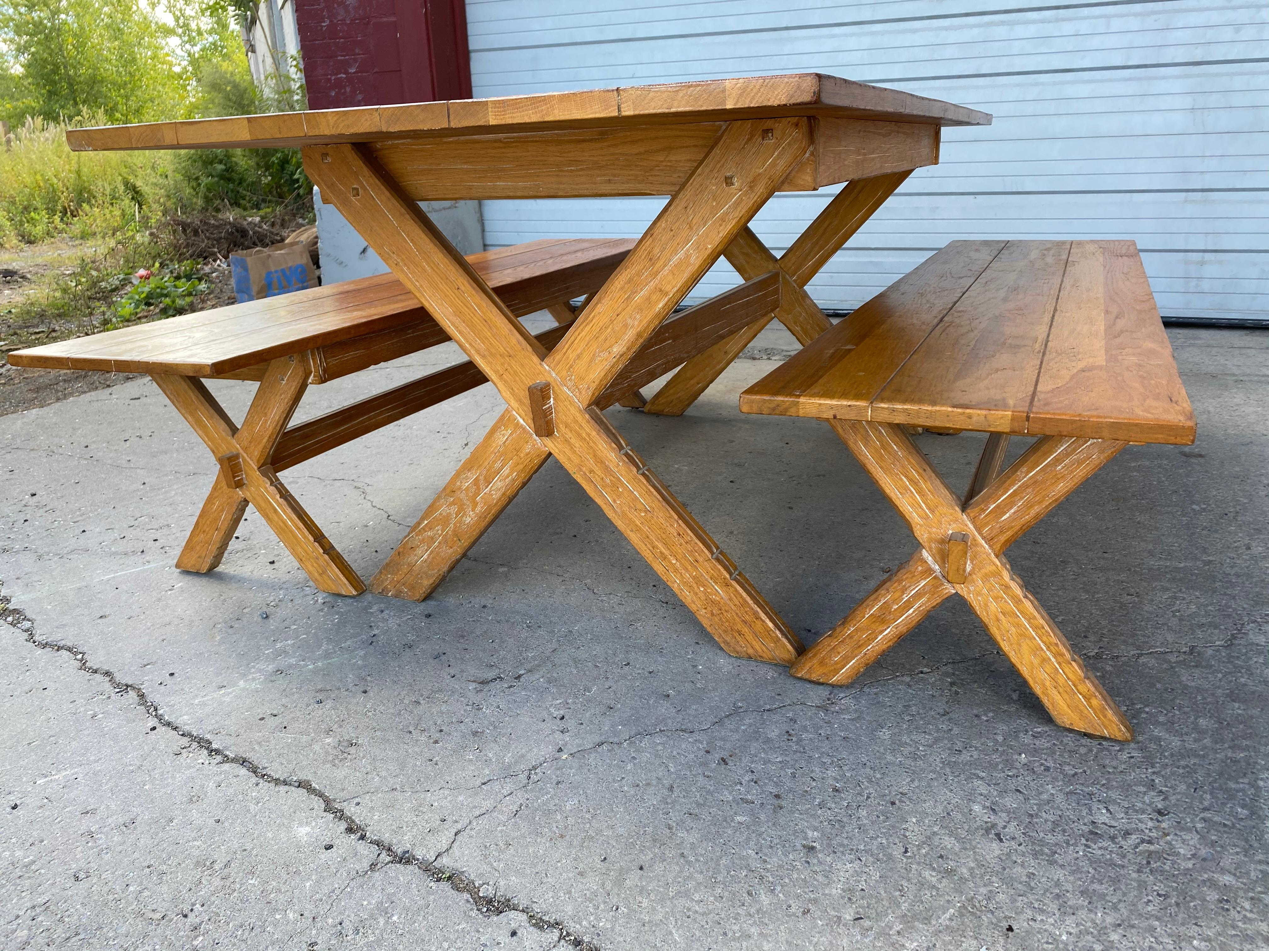 A.Brandt Ranch Oak Mid-Century Modern Table and Benches 9