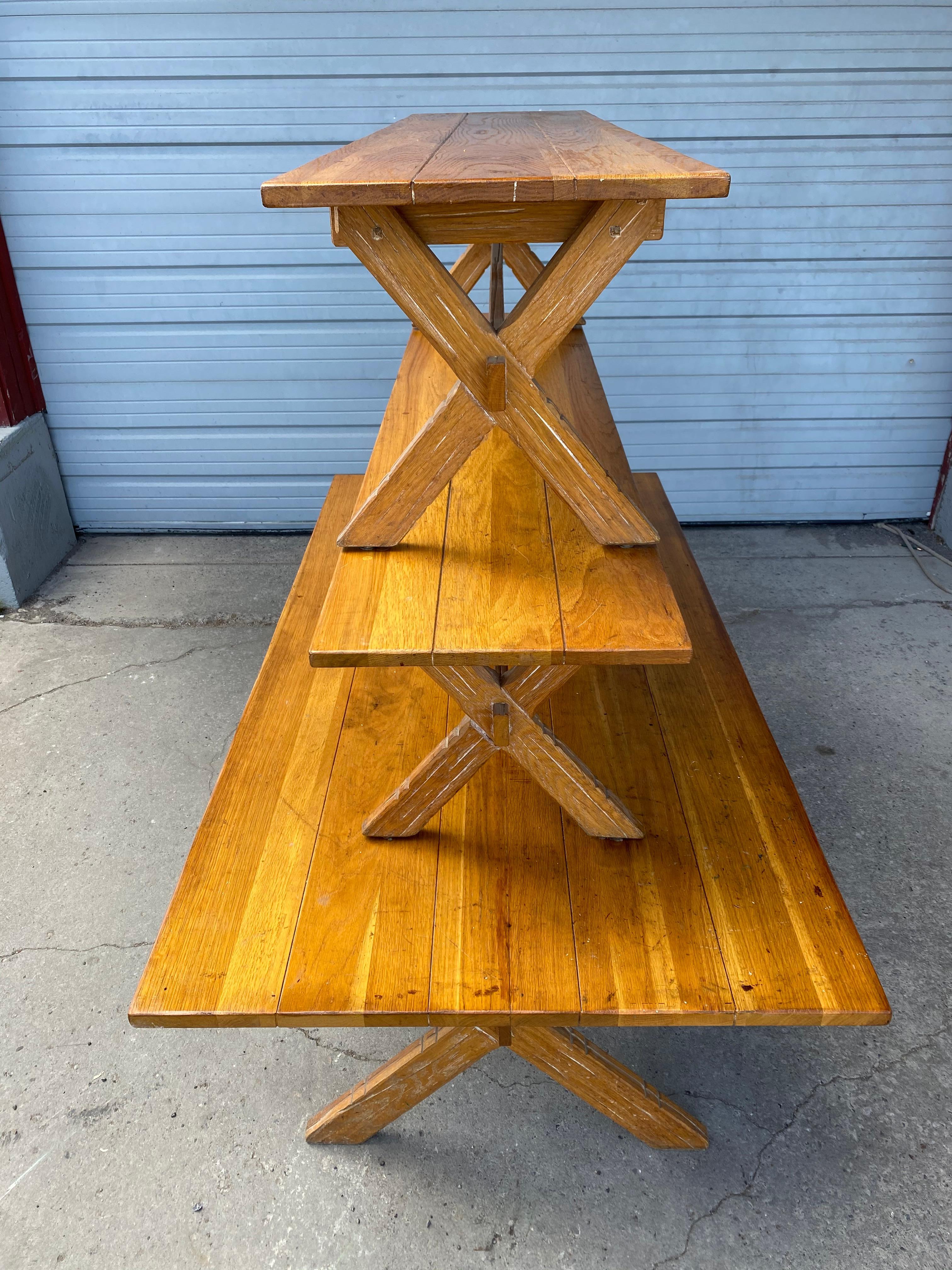 A.Brandt Ranch Oak Mid-Century Modern Table and Benches 1