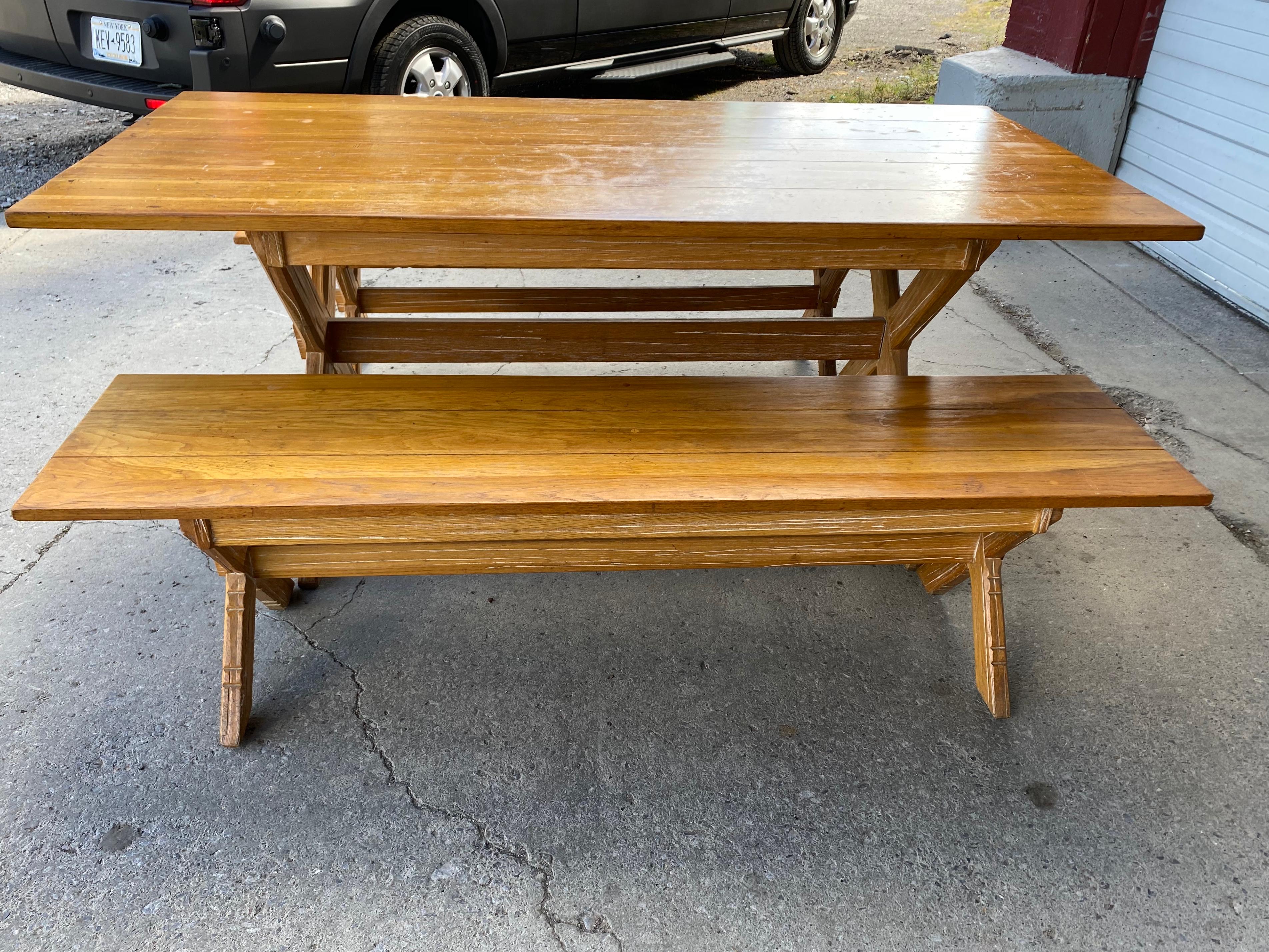 A.Brandt Ranch Oak Mid-Century Modern Table and Benches 2