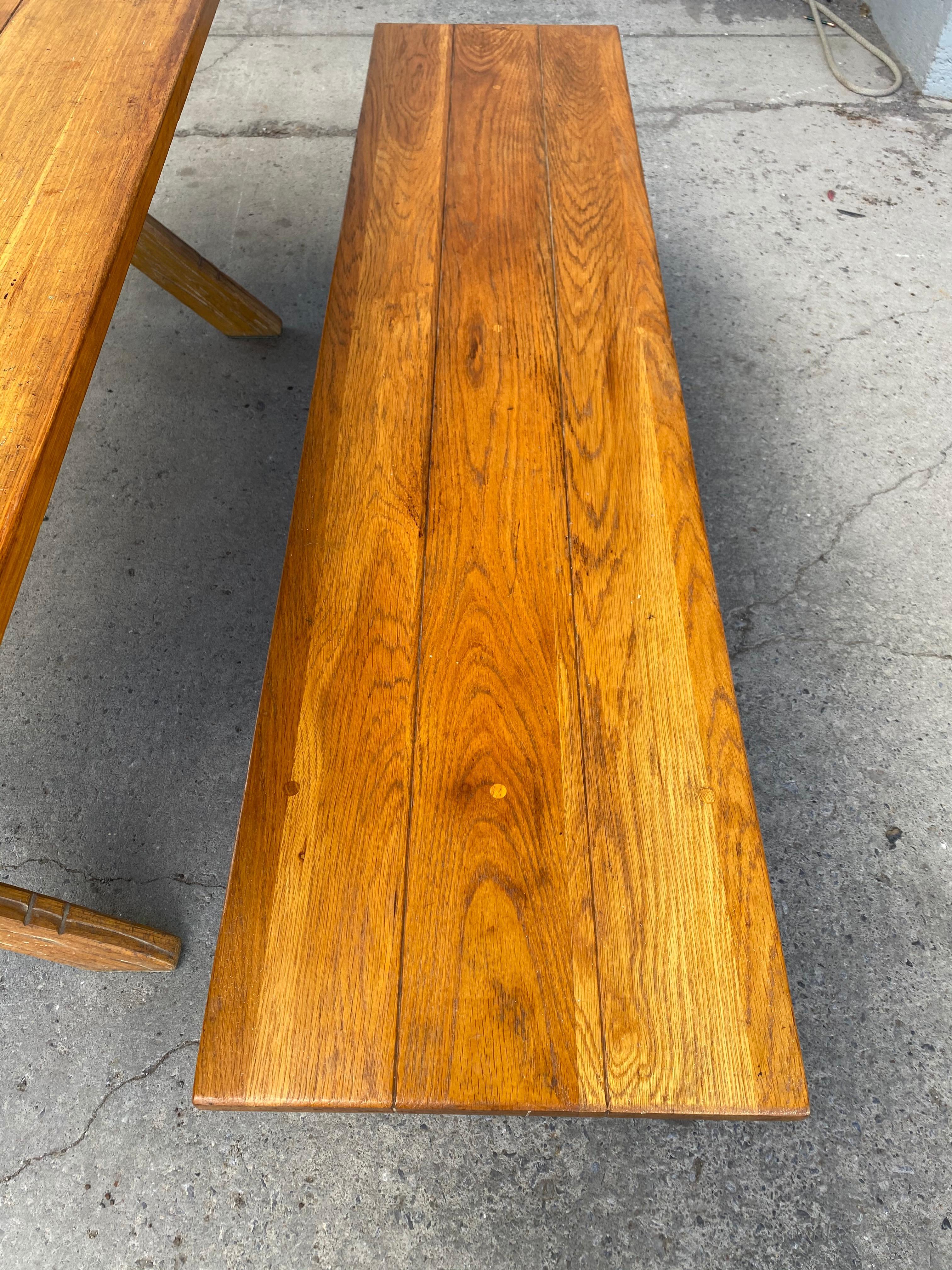 A.Brandt Ranch Oak Mid-Century Modern Table and Benches 3