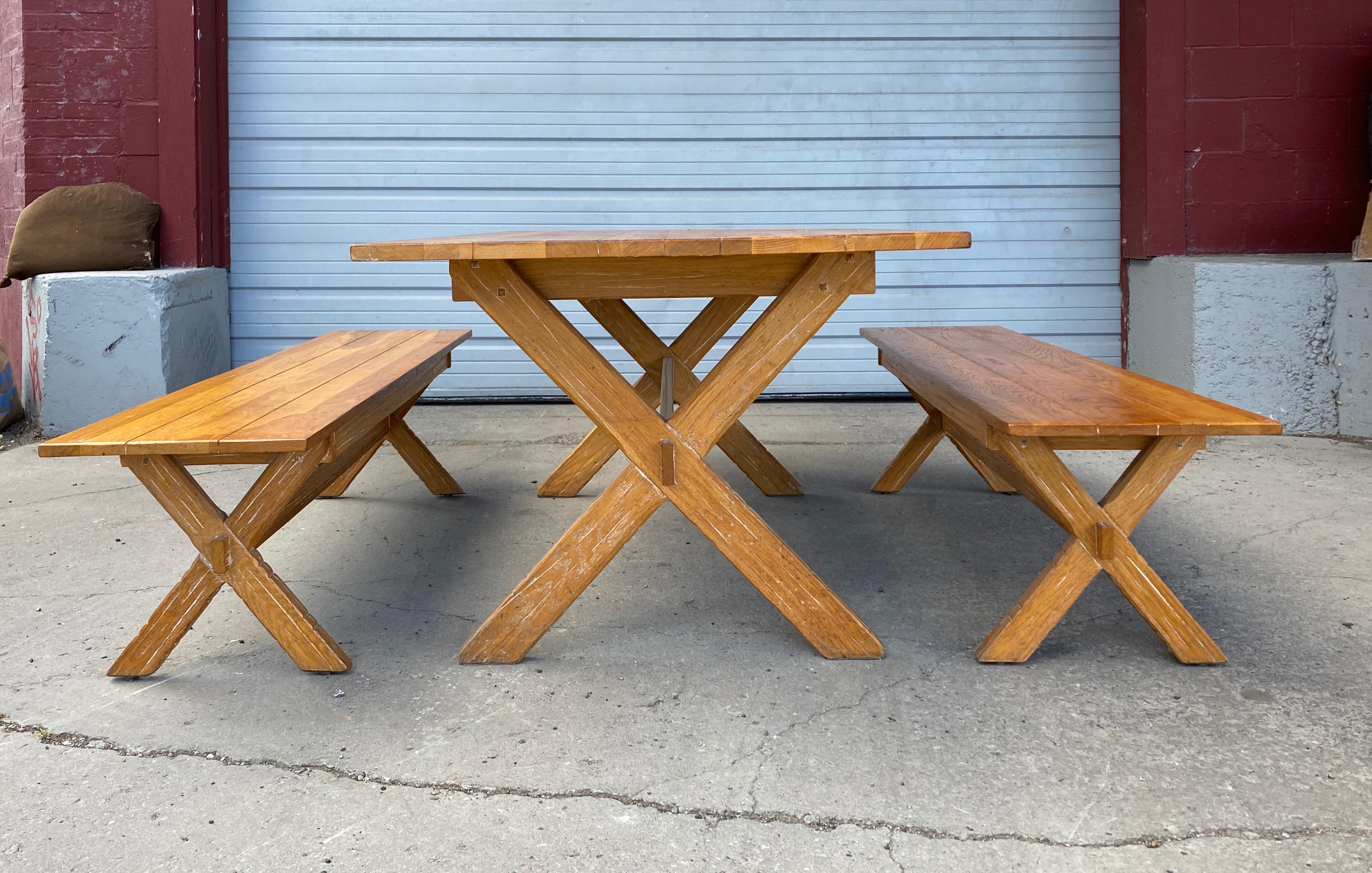 A.Brandt Ranch Oak Mid-Century Modern Table and Benches 4