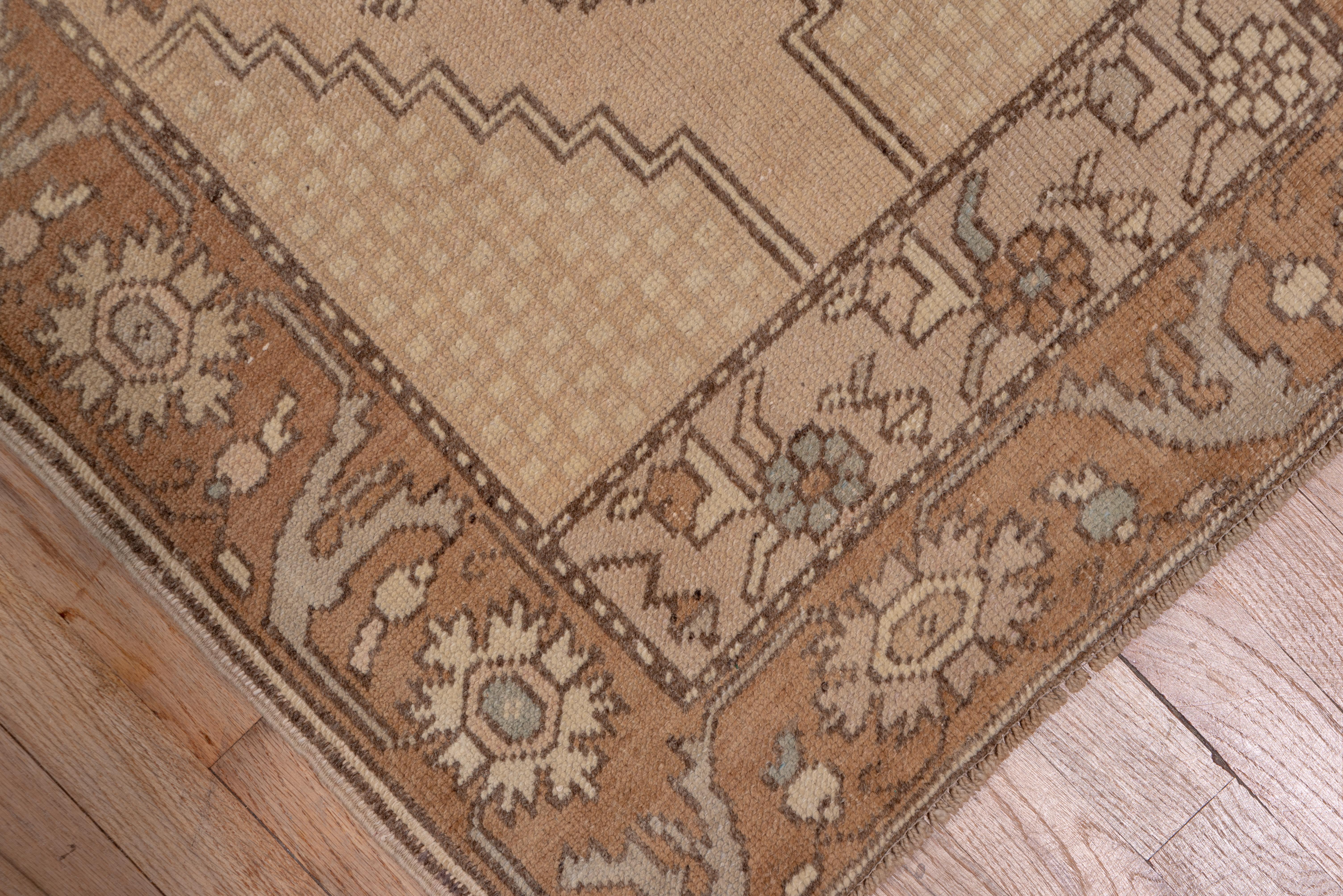 Abrashed Vintage Oushak Runner, Neutral Tones In Good Condition For Sale In New York, NY
