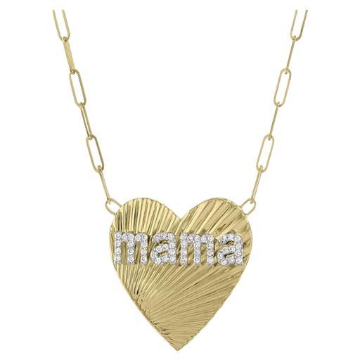 Abrasion Heart Shape 20MM MAMA 14K Gold Necklace