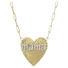 Collar de Oro de 14K Abrasión Forma de Corazón 20MM MAMA