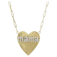 Abrasion Heart Shape 20MM MAMA 14K Gold Necklace