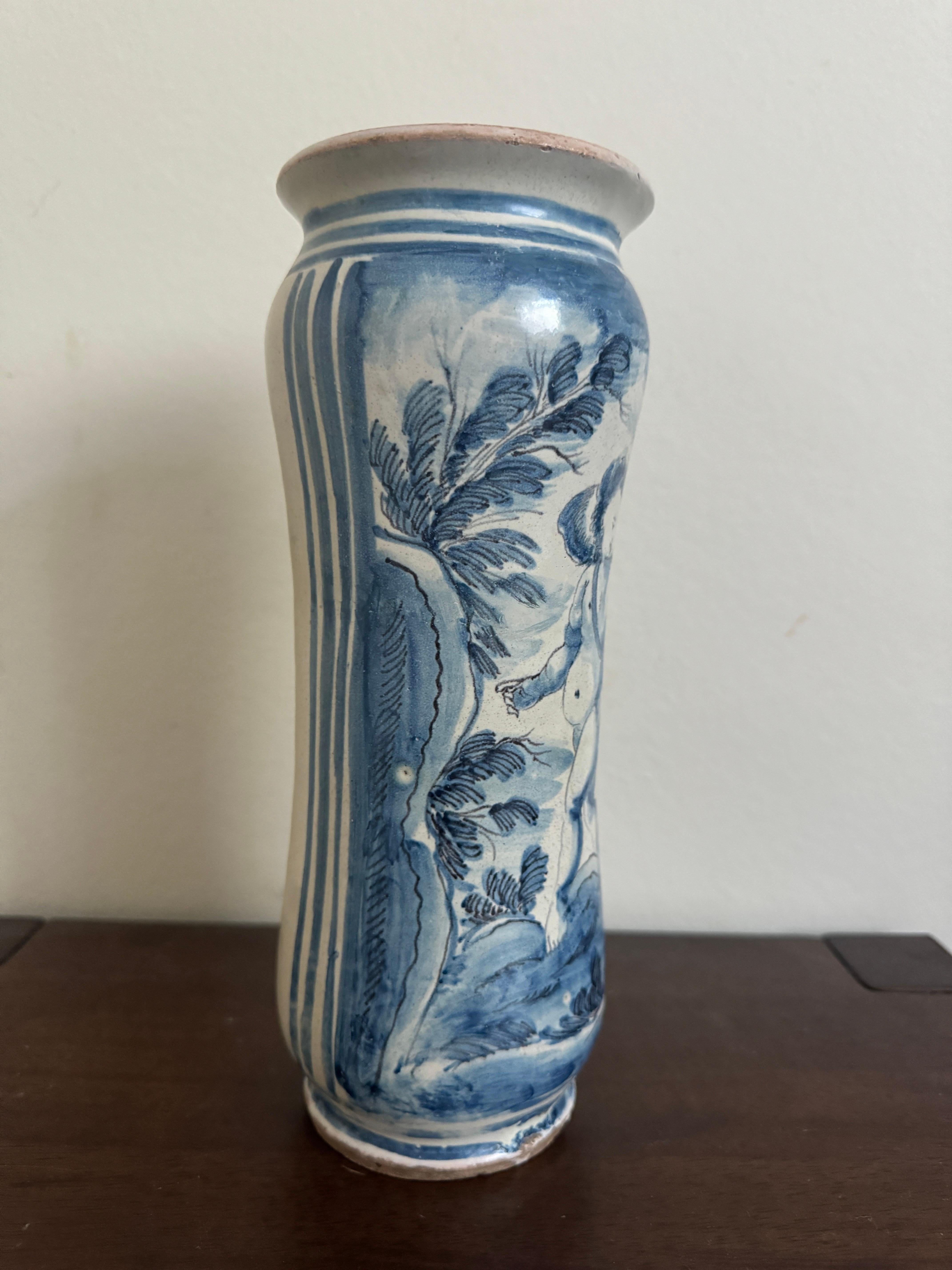 XVIII secolo Maiolica abruzzese Albarelli, circa 1700 in vendita