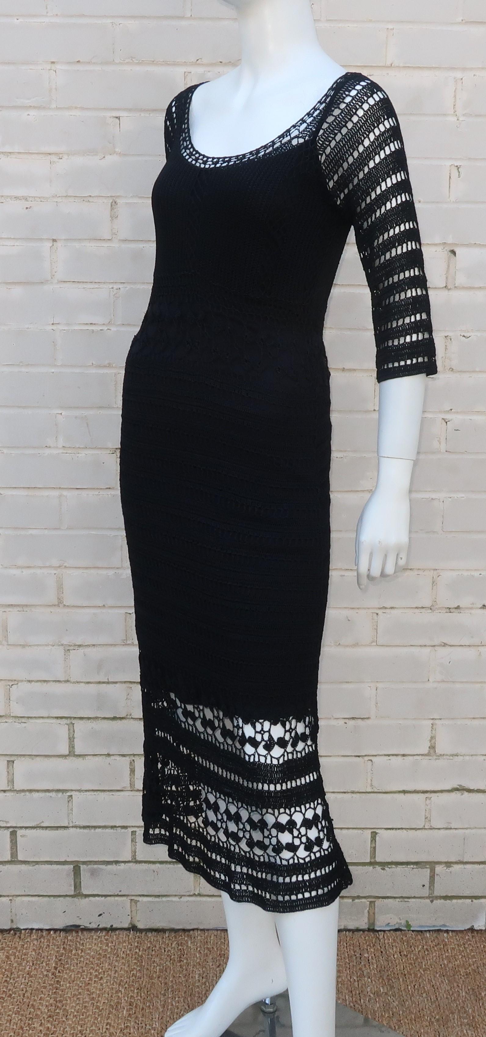 ABS Allen Schwartz Bohemian Black Crochet Dress 3