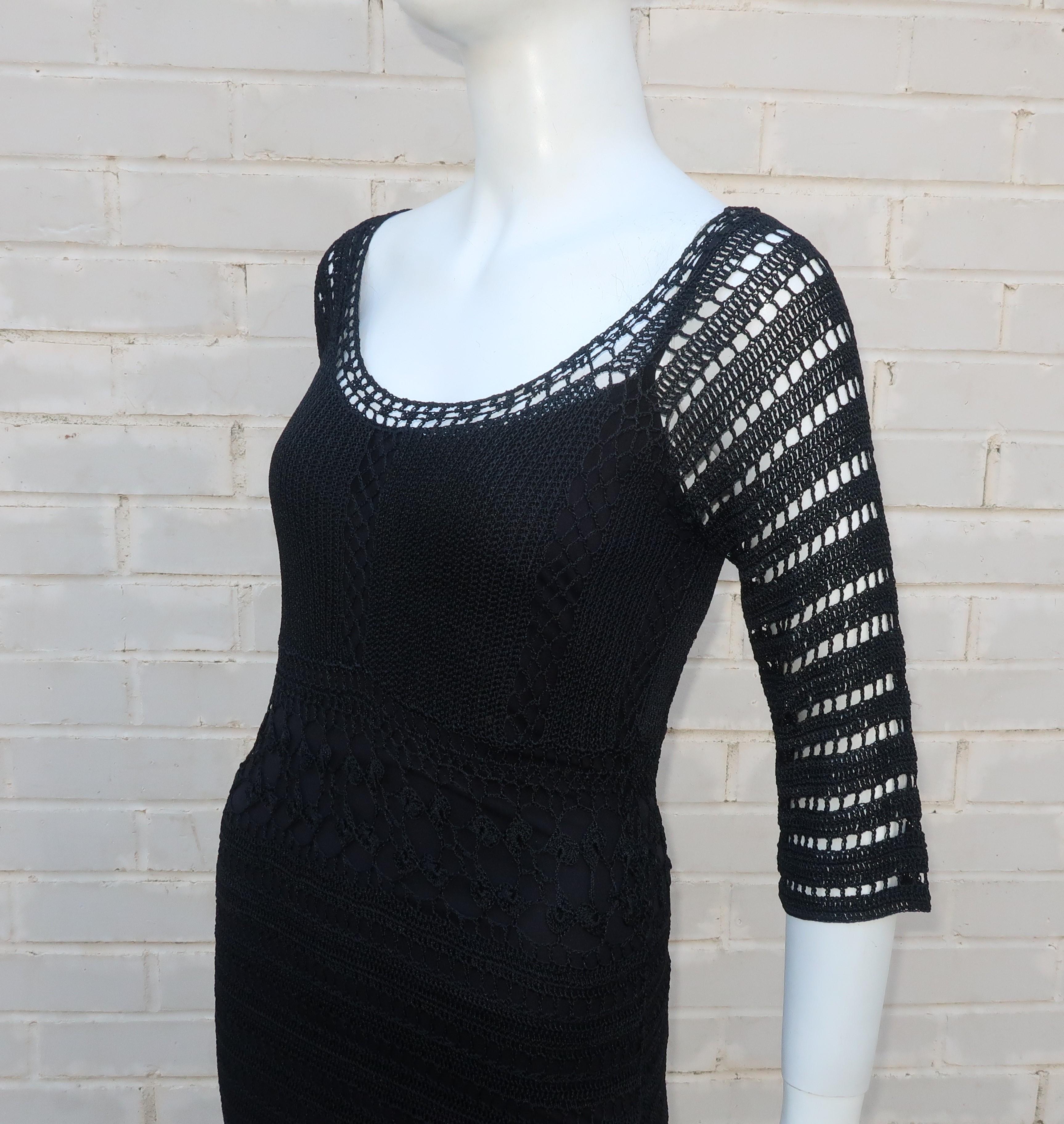 ABS Allen Schwartz Bohemian Black Crochet Dress 4