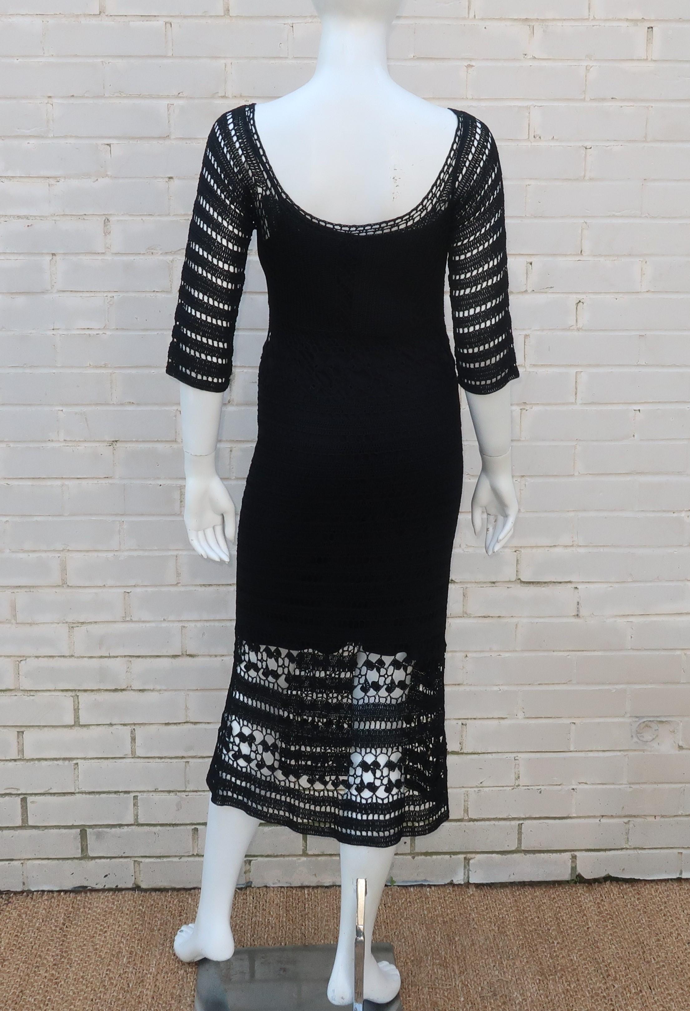 ABS Allen Schwartz Bohemian Black Crochet Dress 5