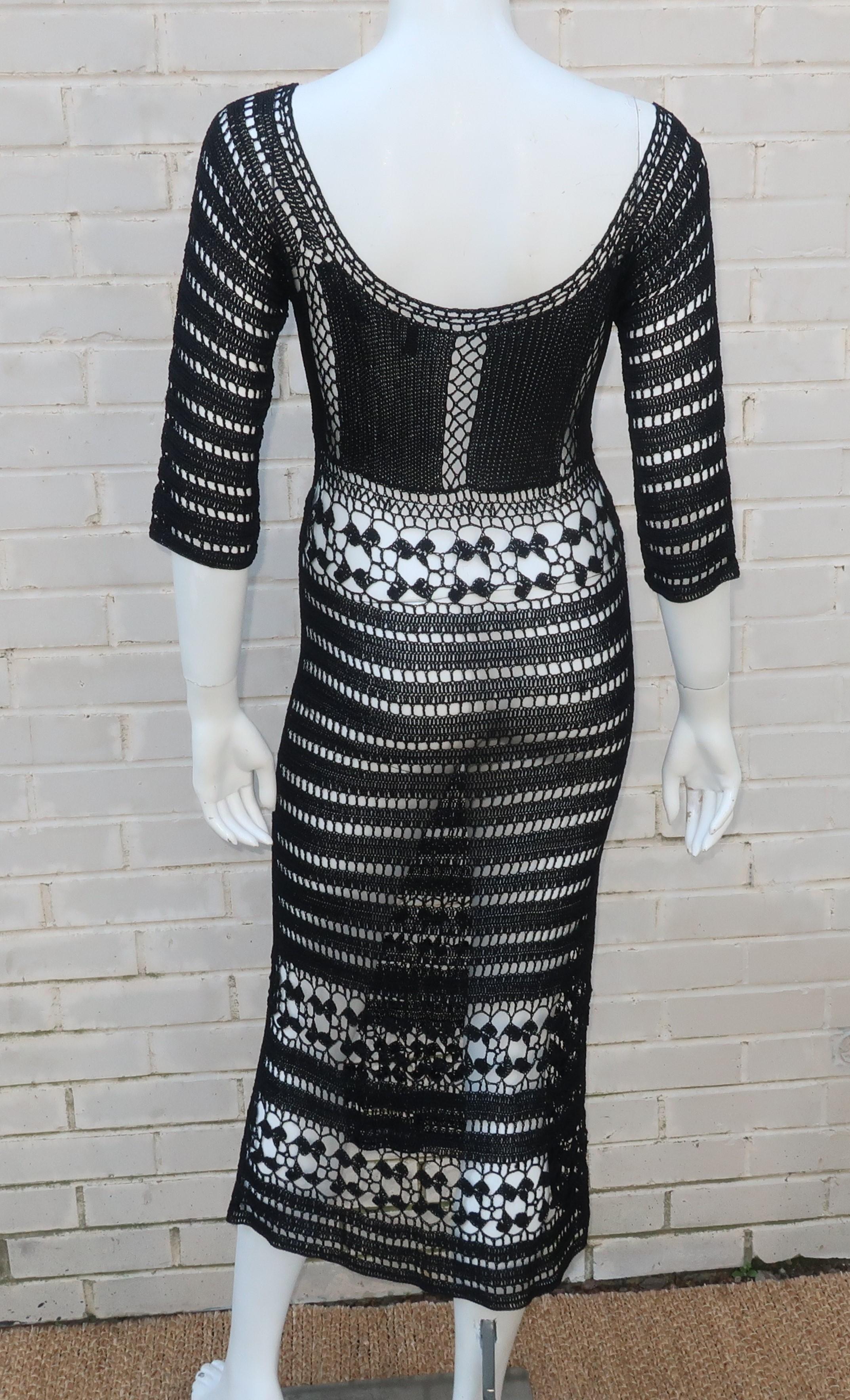 ABS Allen Schwartz Bohemian Black Crochet Dress 1