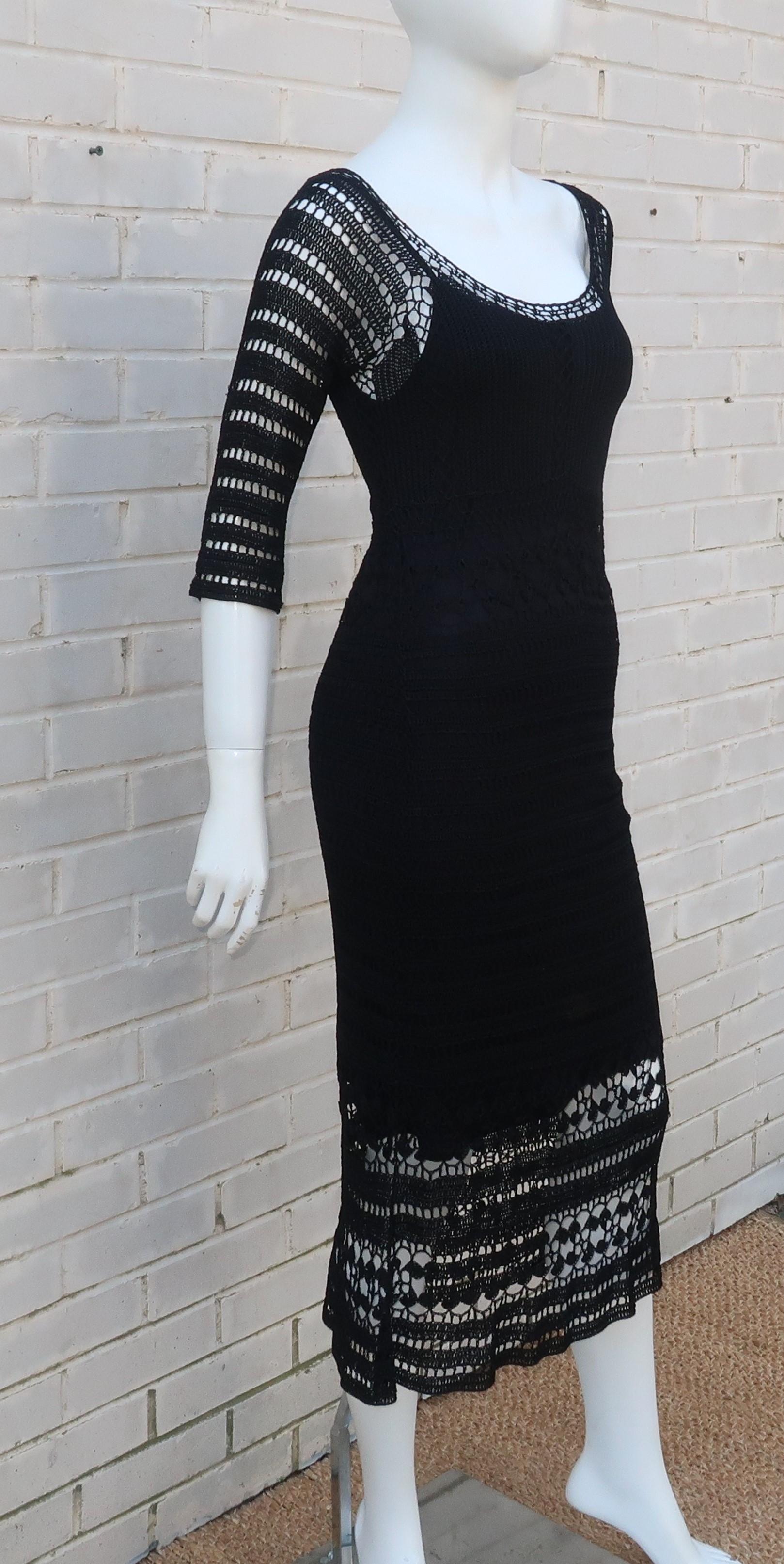 ABS Allen Schwartz Bohemian Black Crochet Dress 2