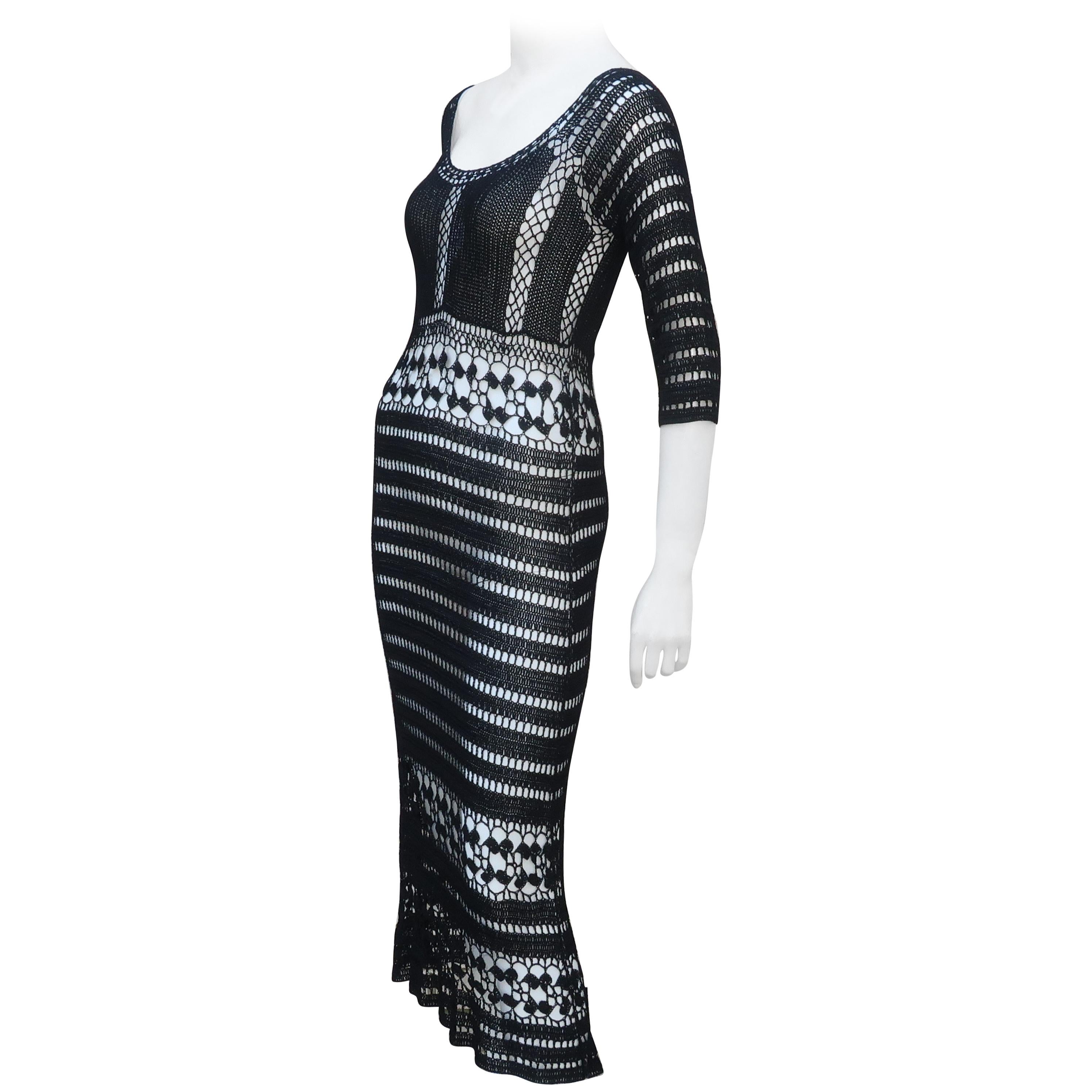 ABS Allen Schwartz Bohemian Black Crochet Dress