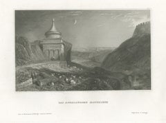 Absalom's Pillar, Kidron Valley, Jerusalem, Antique View with Goats, circa 1850