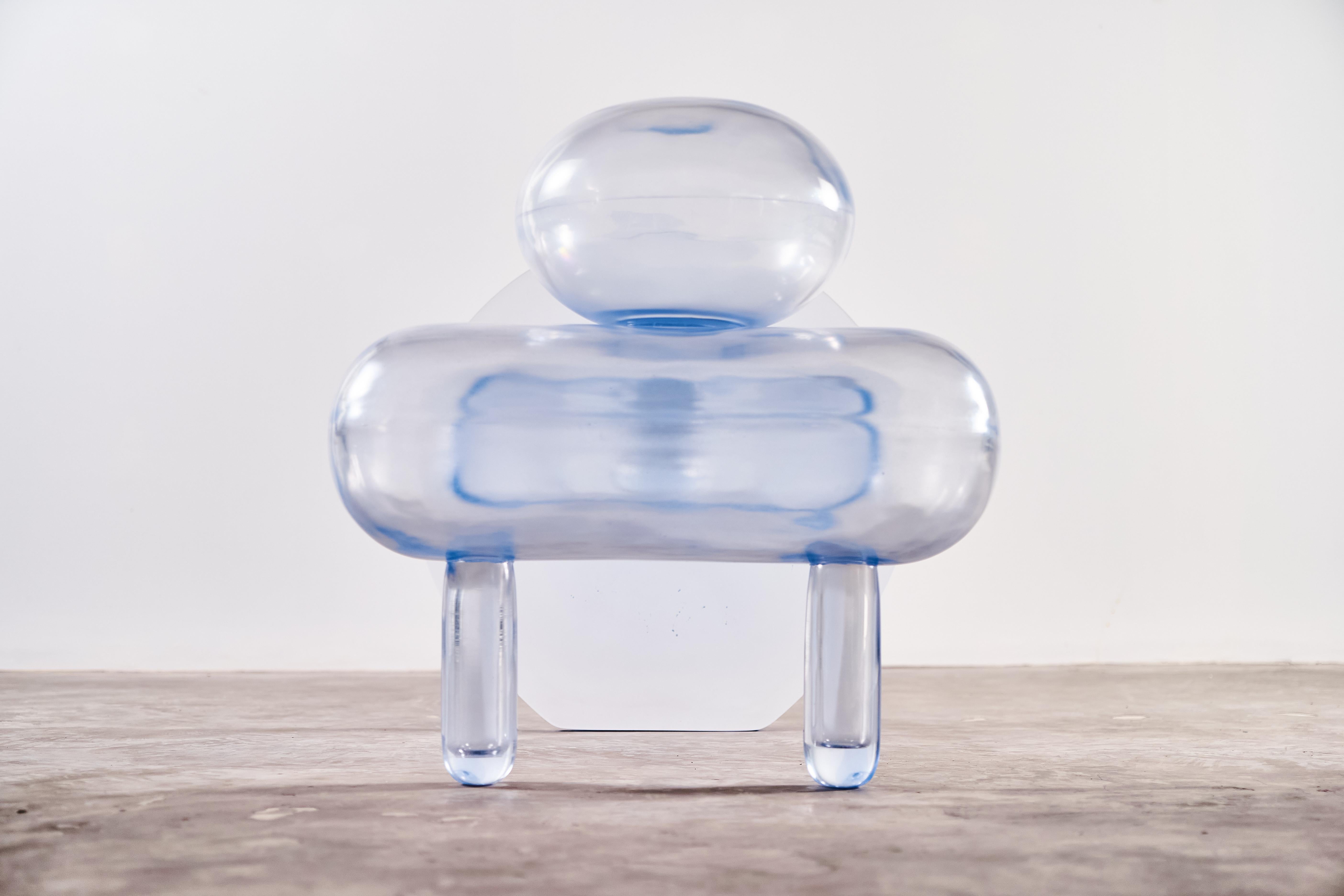Absence Bench by THE EMPTY DINNER, Epoxy Resin, Transparent Blue In New Condition For Sale In Watthana, 10