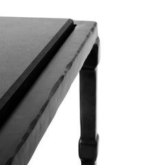 Absolute Black Granite Hand Sculpted Steel Modern Console Leather Tassel