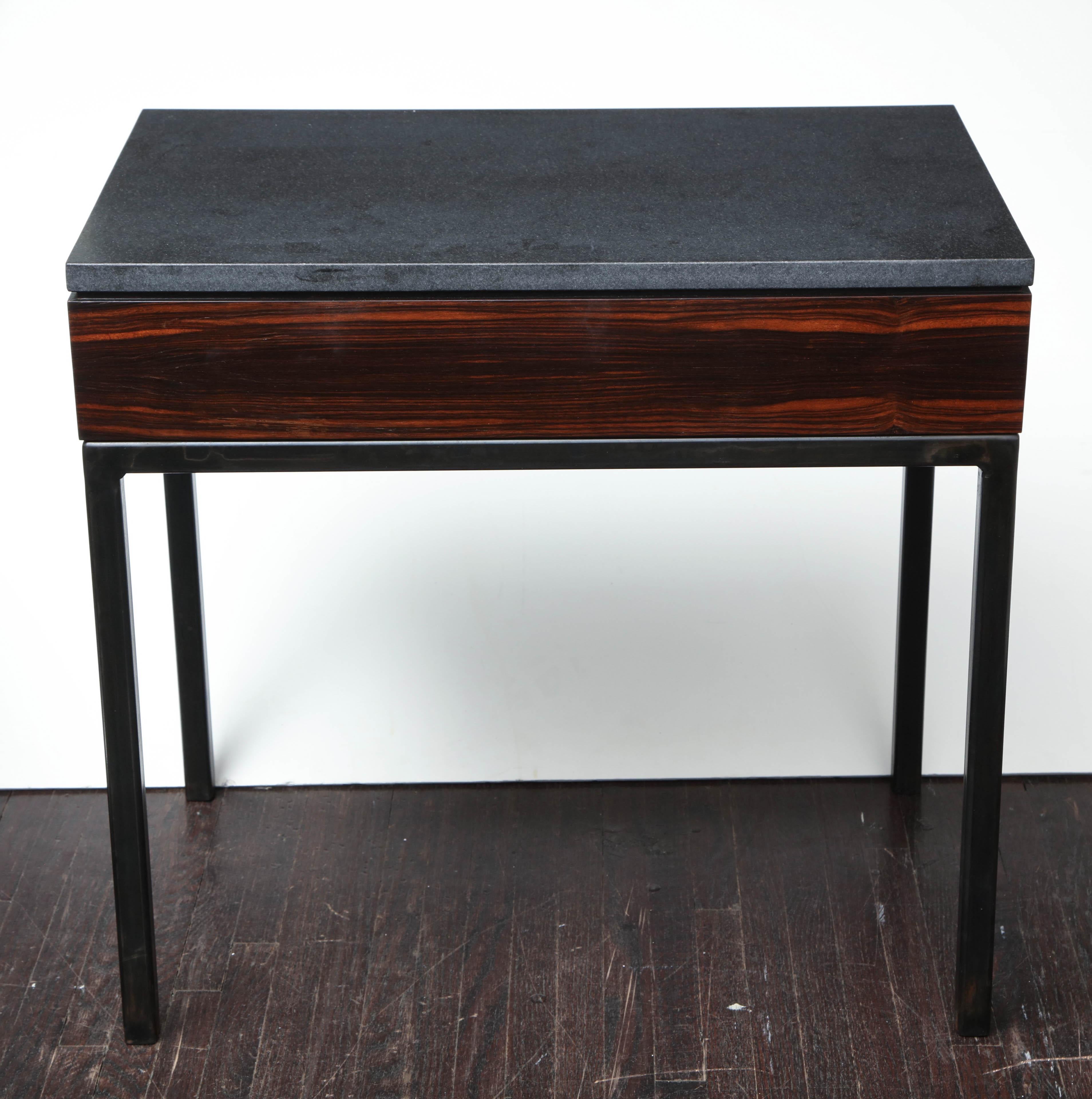 Wood Absolute Black Granite Side Table