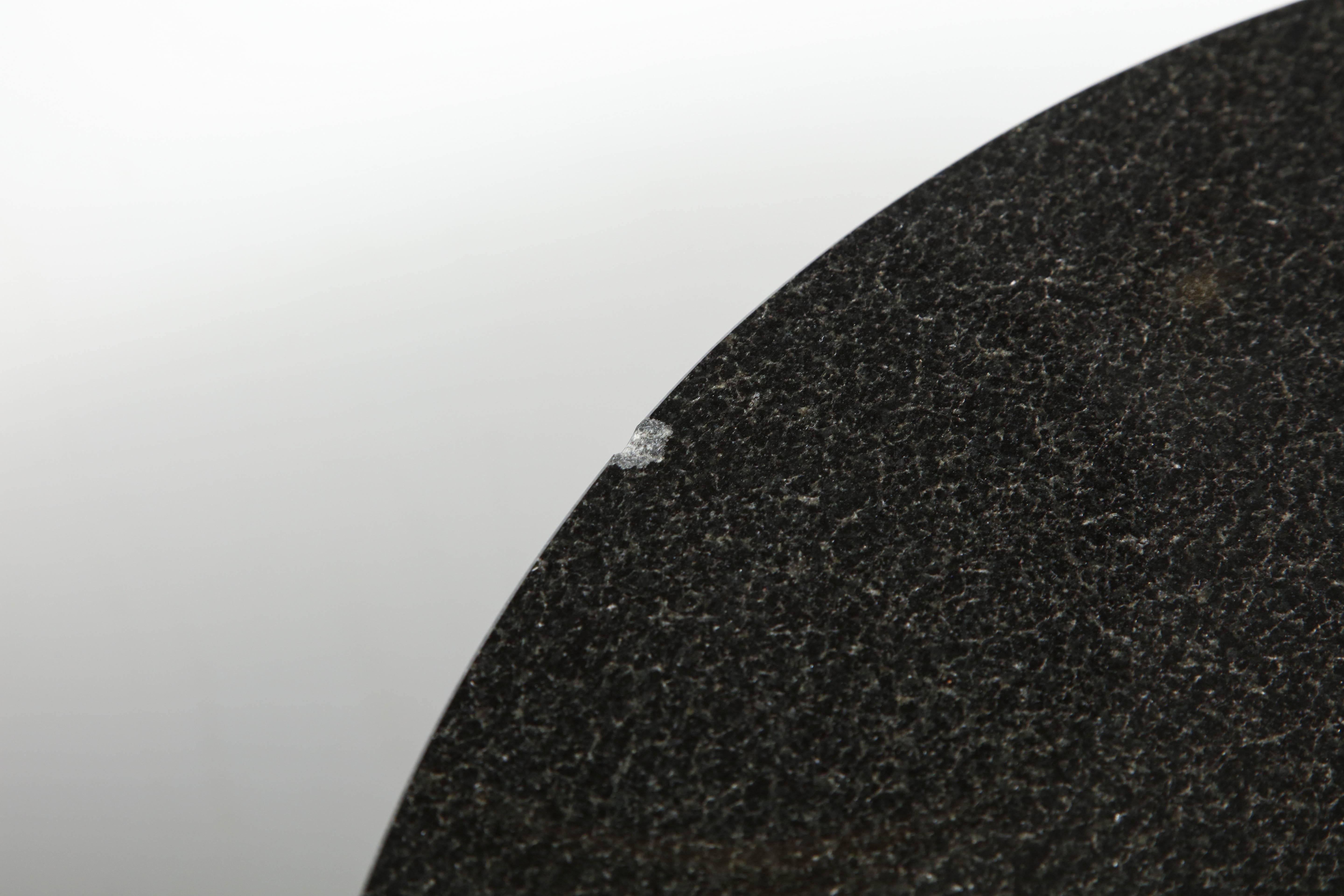 Cut Steel Absolute Black Granite Side Table with Sculptural Wood Base