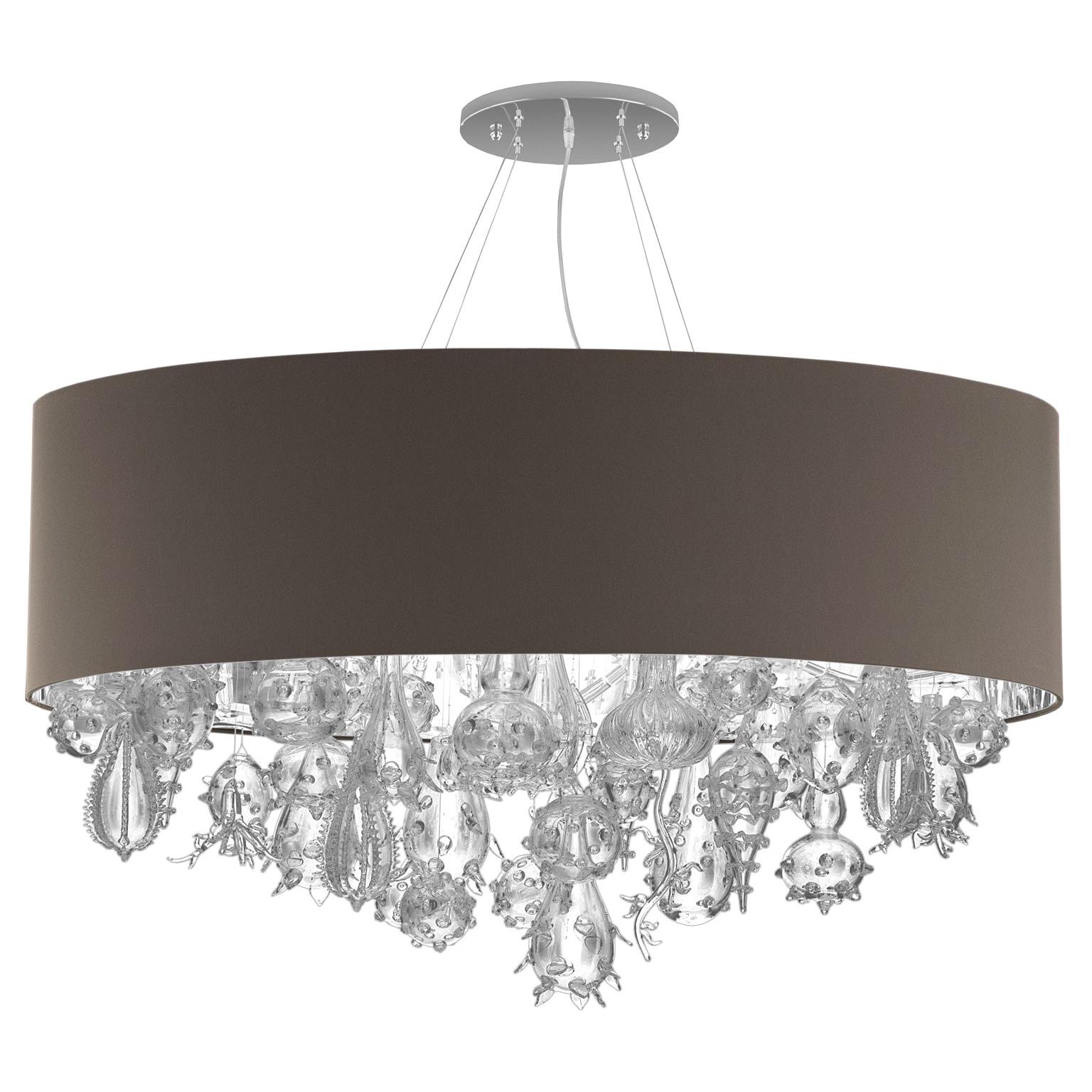 Artistic Suspension Cotton Lampshade multi Crystal Glass details by Multiforme