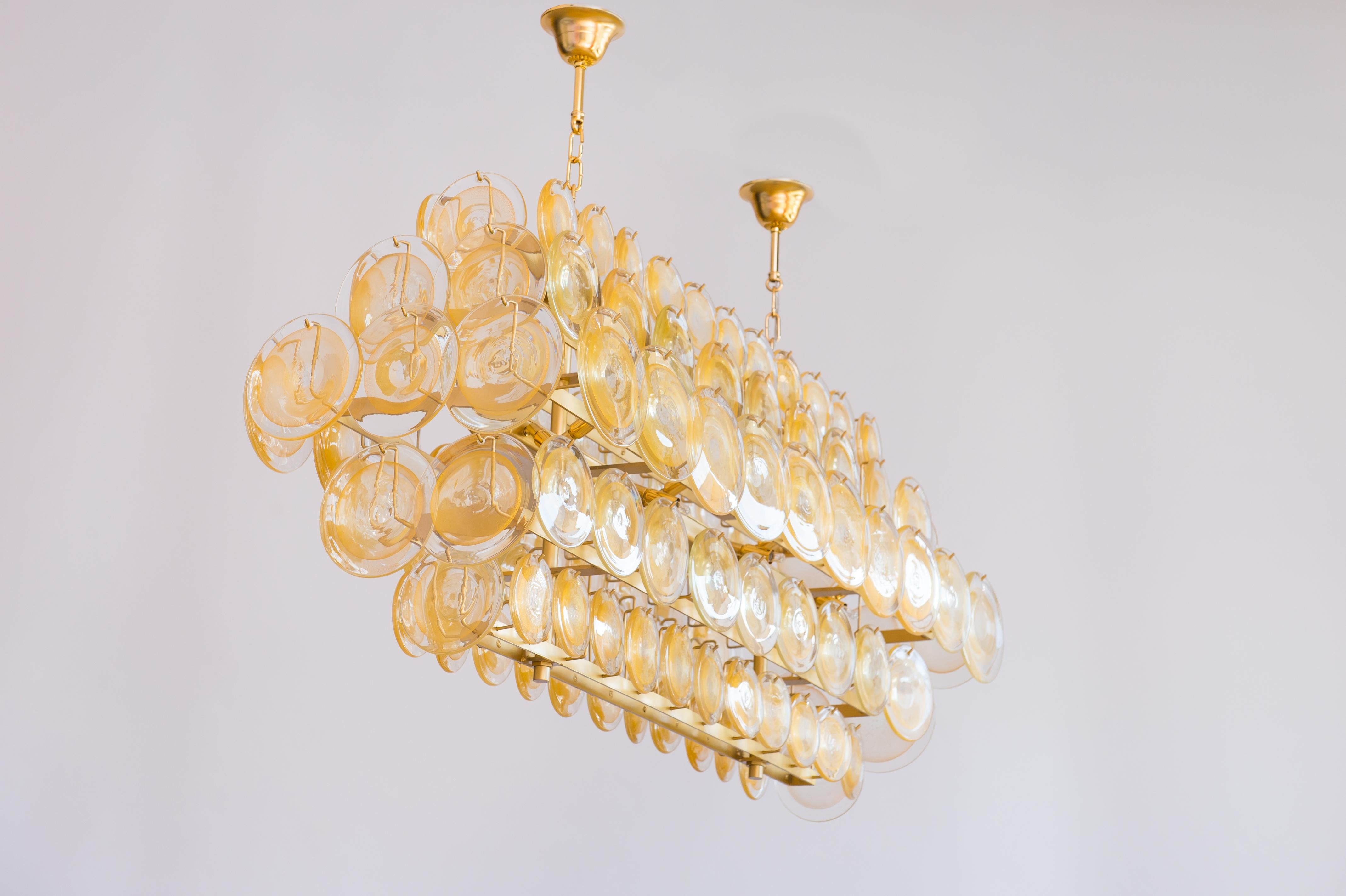 Fatto a mano Lampadario Absolute Gold con piastre in vetro di Murano e foglia d'oro Italia anni '90 in vendita