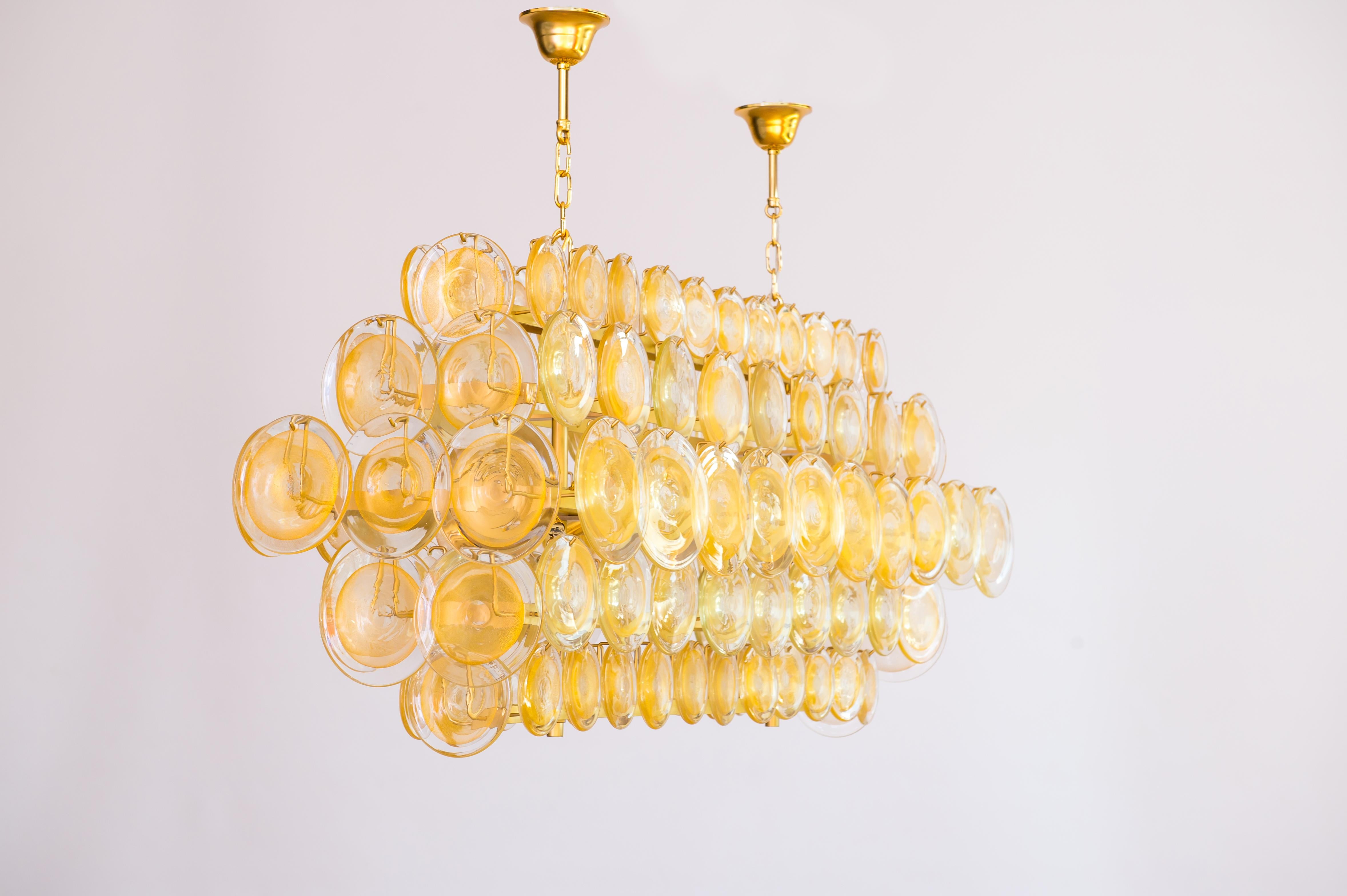 Lampadario Absolute Gold con piastre in vetro di Murano e foglia d'oro Italia anni '90 In condizioni ottime in vendita a Villaverla, IT