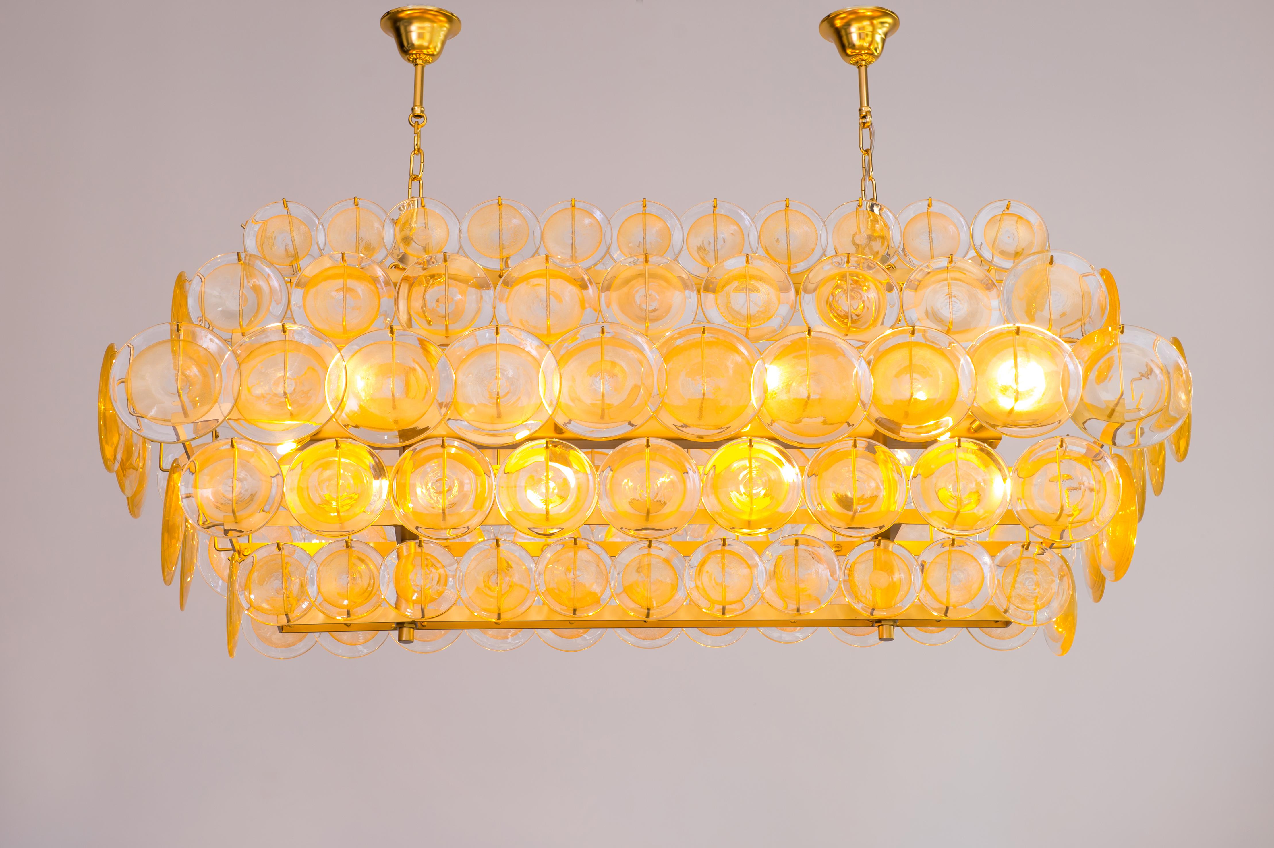Oro Lampadario Absolute Gold con piastre in vetro di Murano e foglia d'oro Italia anni '90 in vendita