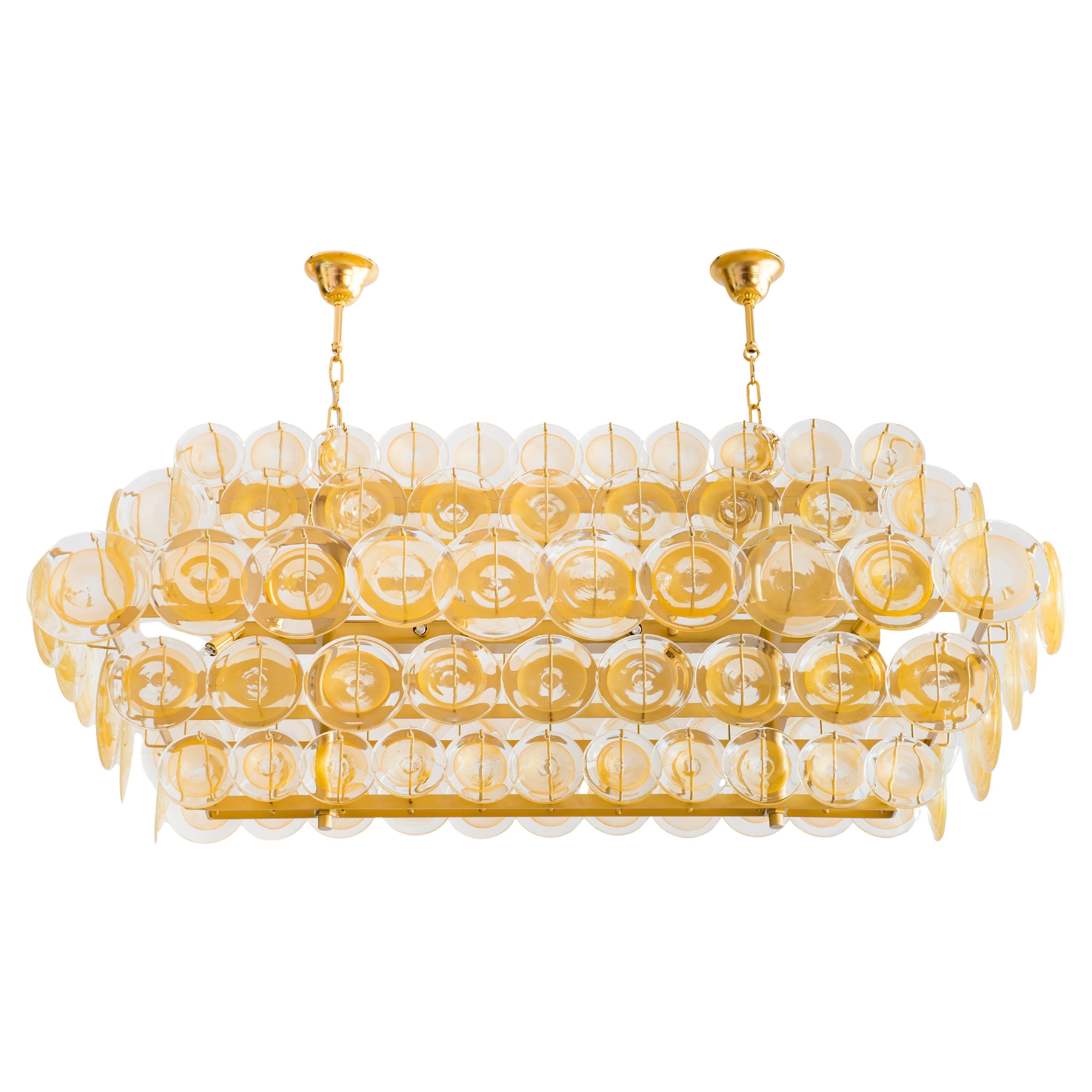 Lampadario Absolute Gold con piastre in vetro di Murano e foglia d'oro Italia anni '90 in vendita