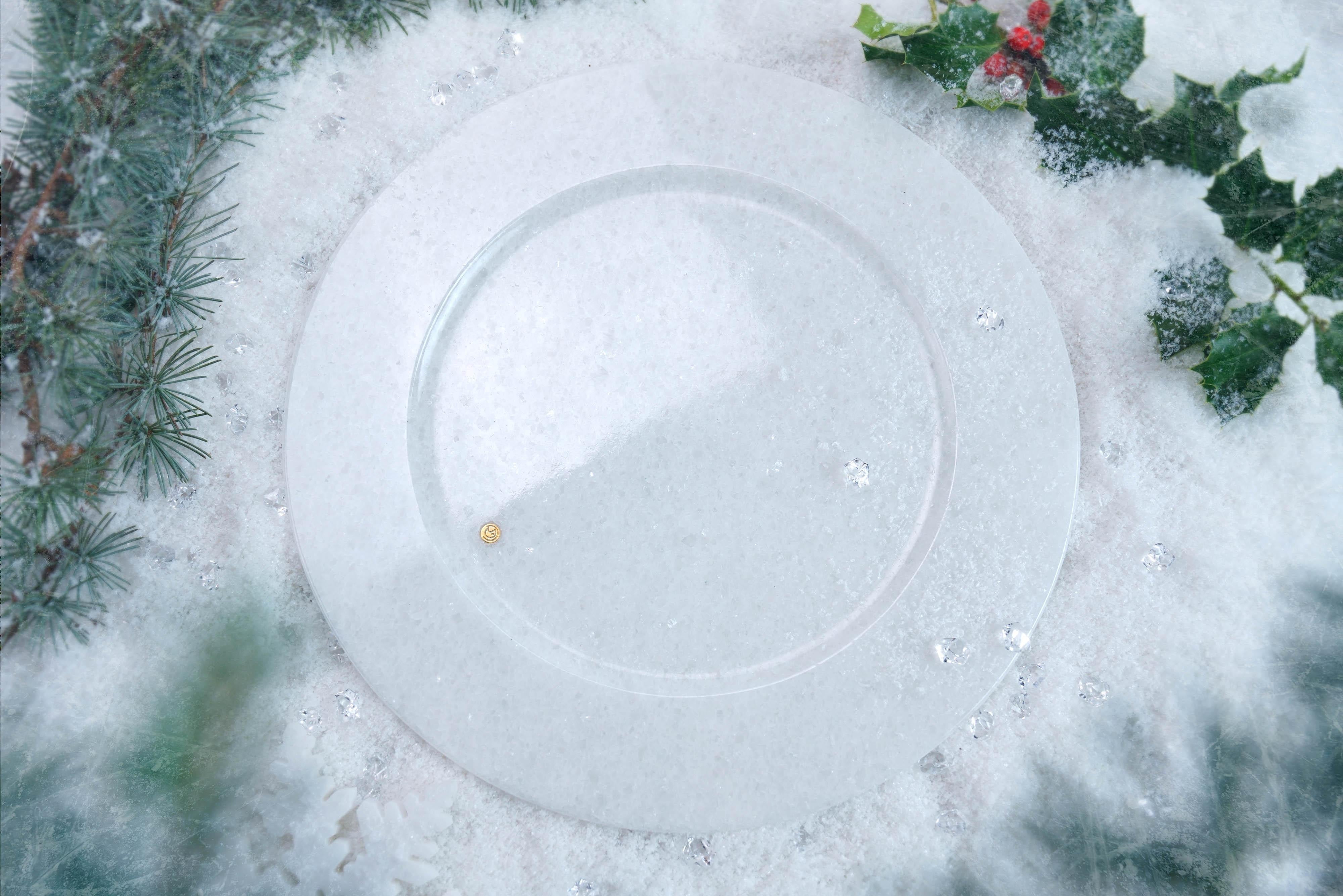 Absolute White Marble Charger Plates Christmas Decor Table Serveware Set 4 Italy For Sale 2