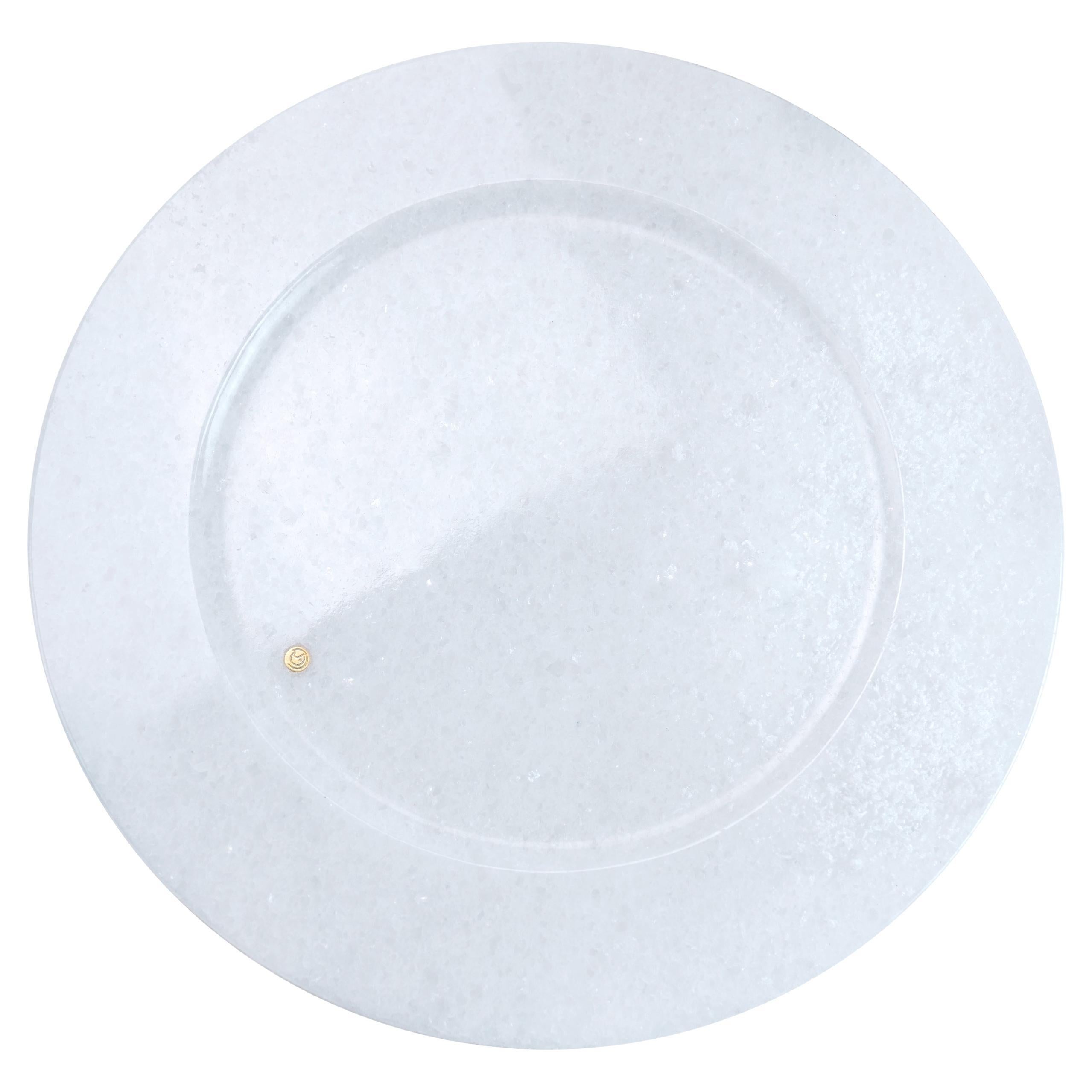 Absolute White Marble Charger Plates Christmas Decor Table Serveware Set 4 Italy For Sale