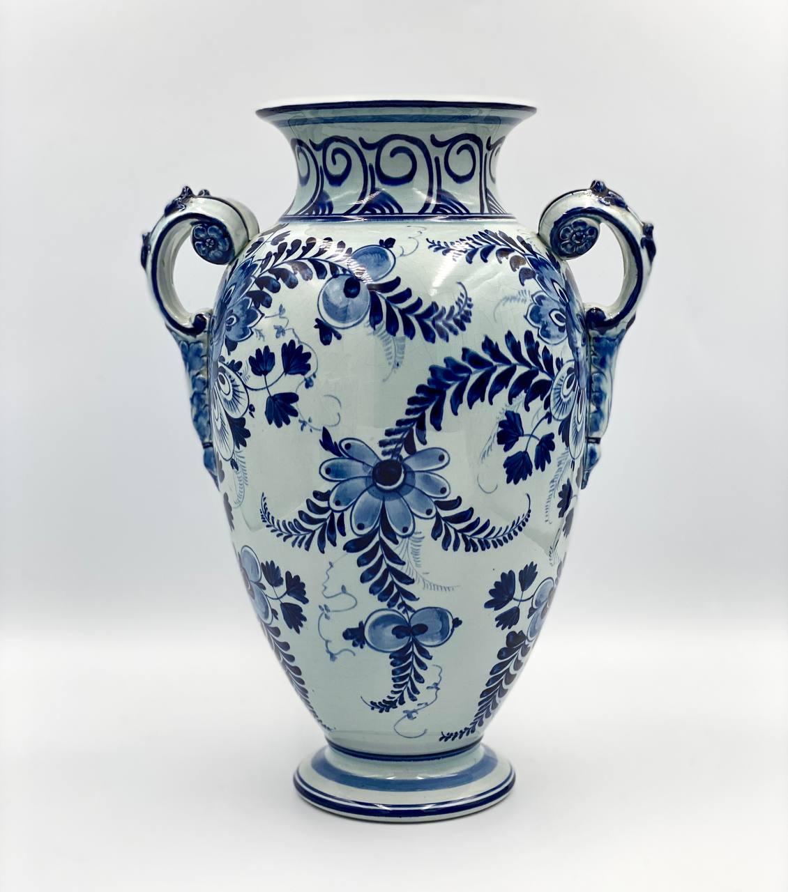 Faience Absolutely Antique Blue Vases Delft Bonnie  Set Of Three, Germany, 1890-1900 For Sale