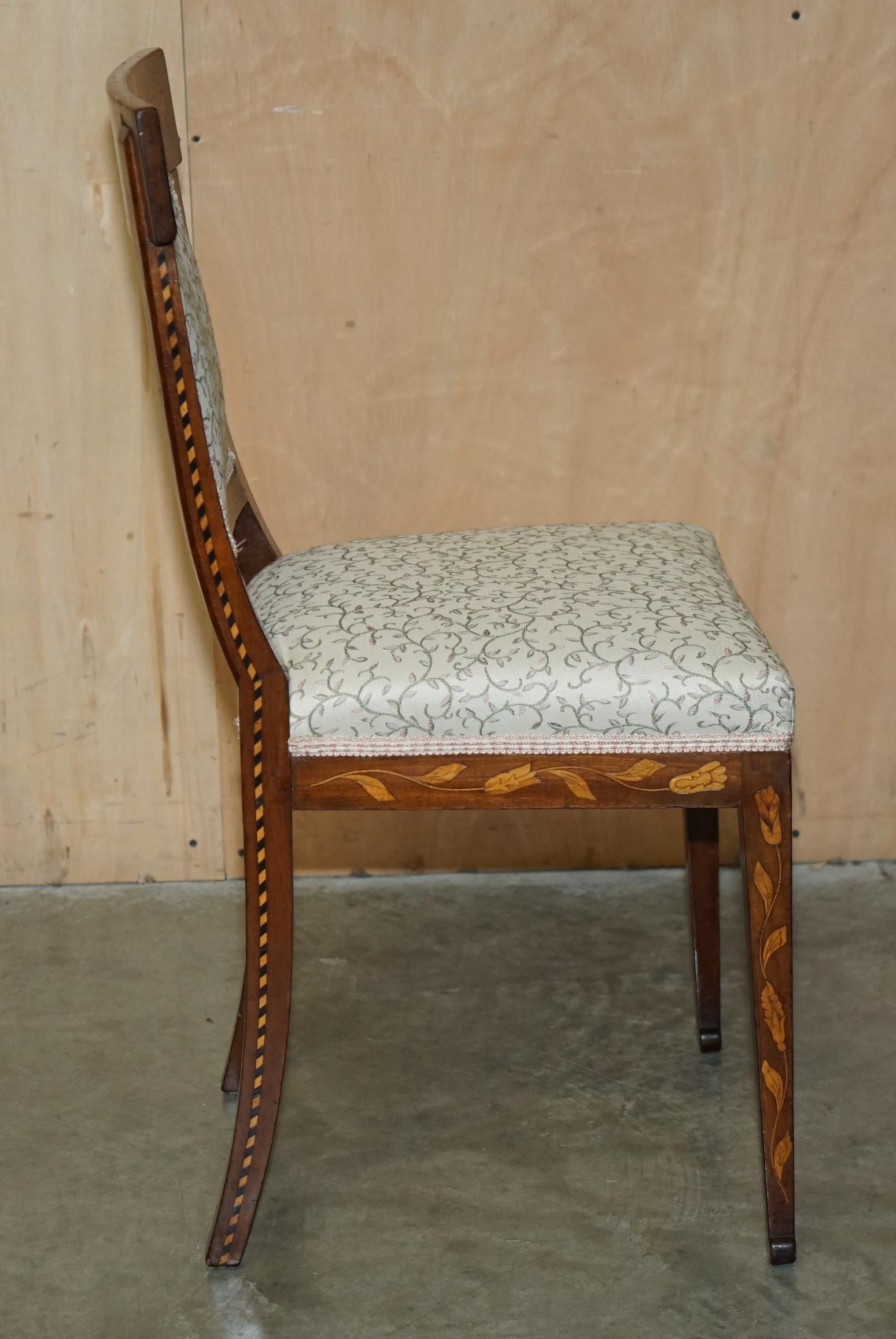 ABSOLUTELY EXQUISITE ANTIQUE CIRCA 1820 DUTCH MARQUETRY INLAID SiDE HALL CHAIR 5