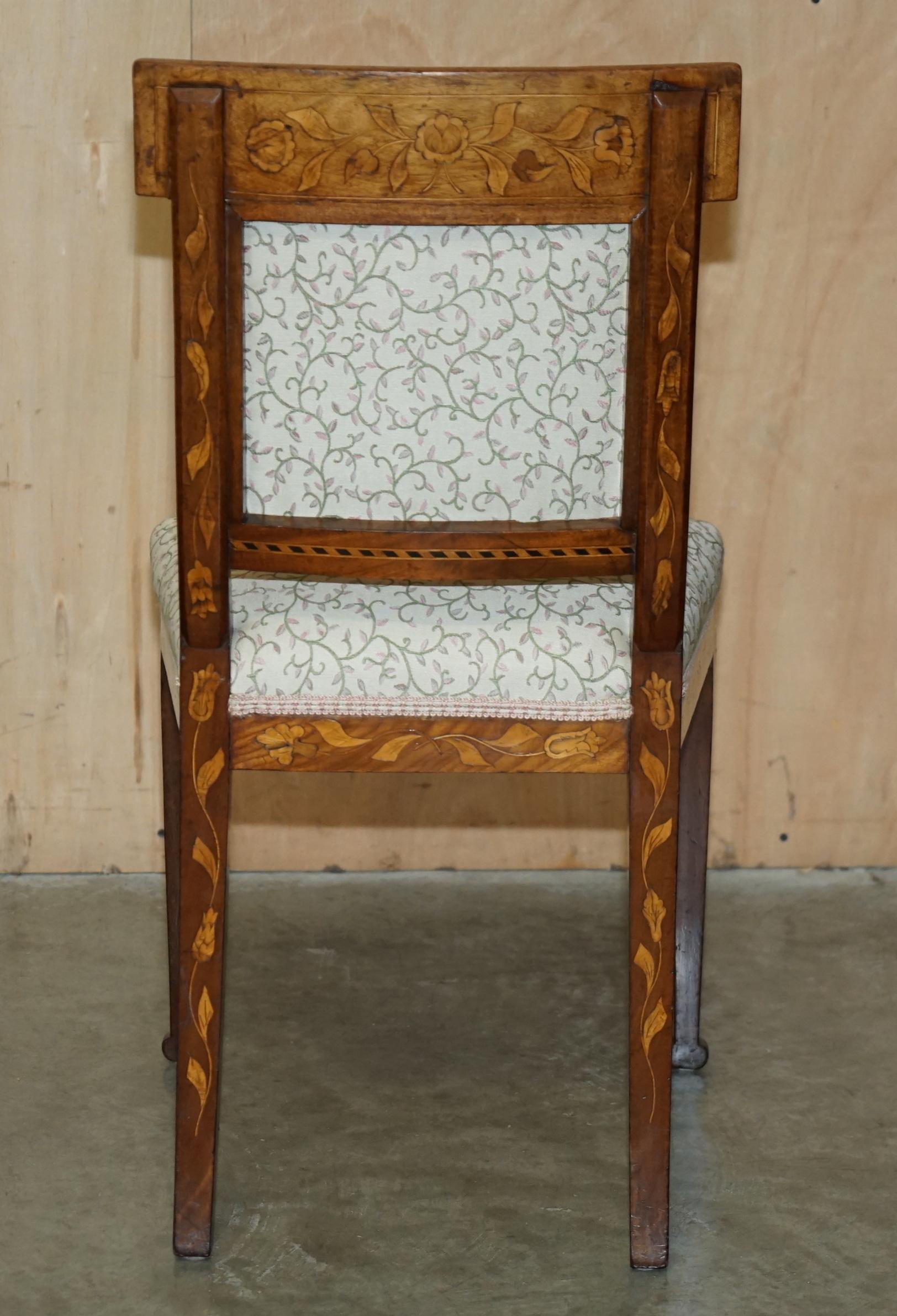 ABSOLUTELY EXQUISITE ANTIQUE CIRCA 1820 DUTCH MARQUETRY INLAID SiDE HALL CHAIR 7