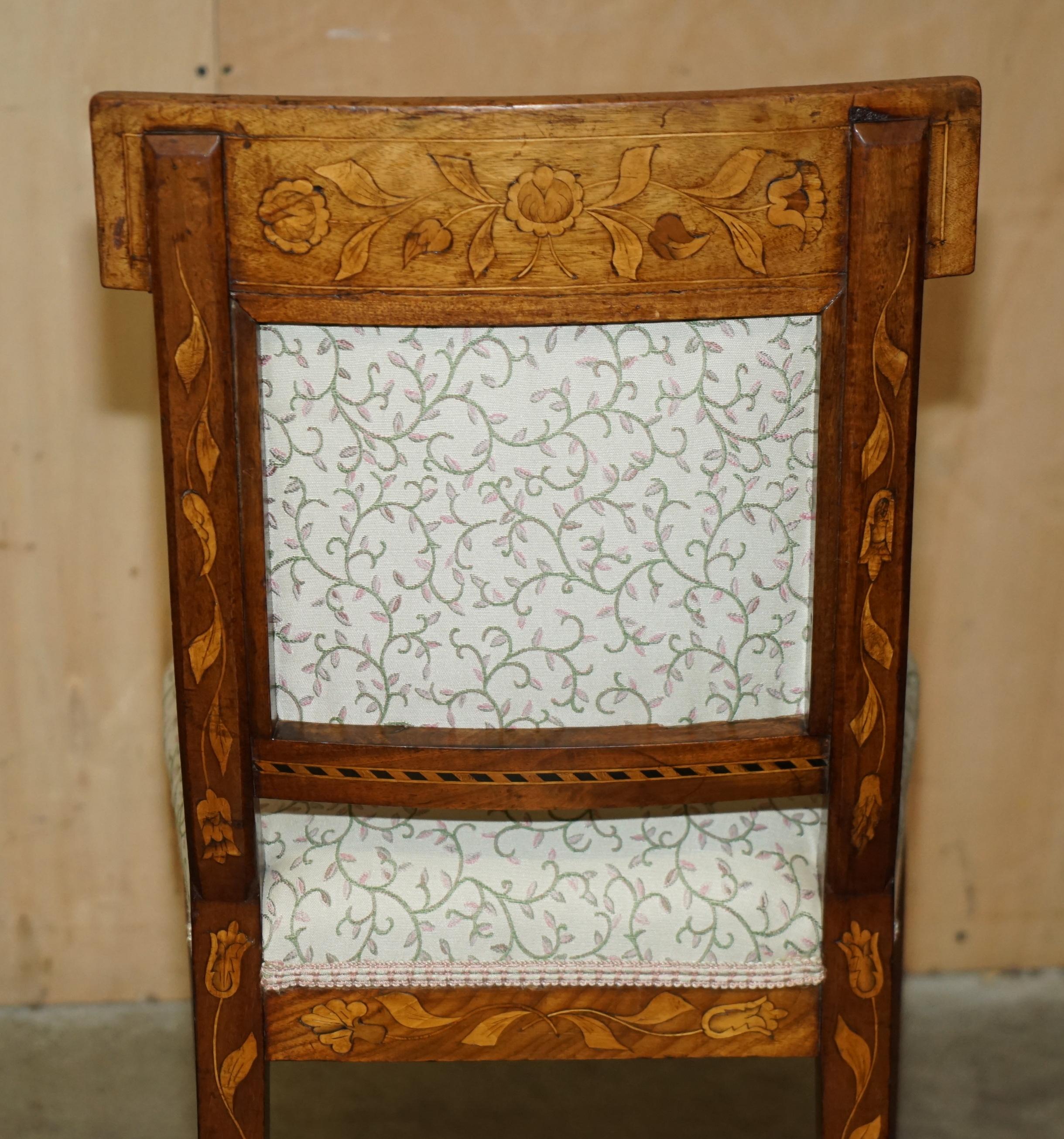 ABSOLUTELY EXQUISITE ANTIQUE CIRCA 1820 DUTCH MARQUETRY INLAID SiDE HALL CHAIR 8