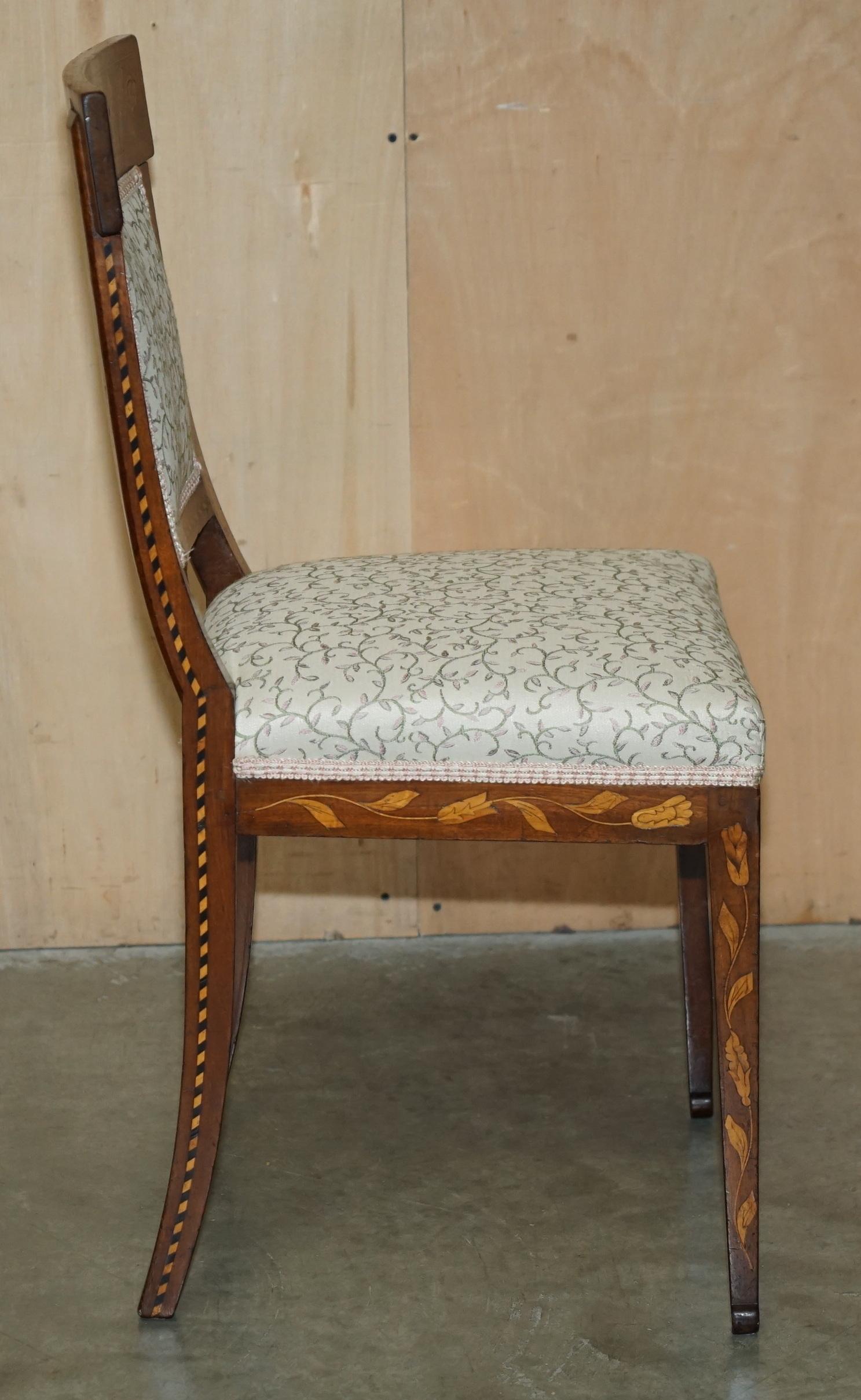 ABSOLUTELY EXQUISITE ANTIQUE CIRCA 1820 DUTCH MARQUETRY INLAID SiDE HALL CHAIR 10