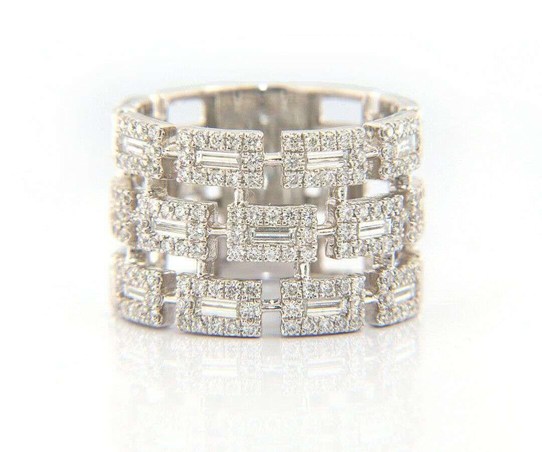 Round Cut Absolutely Fantastic Gabriel & Co Diamond Band at 1.35CTW in 14K White Gold, New For Sale