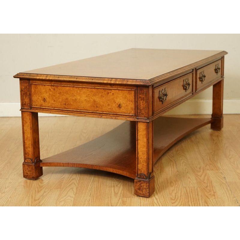 Absolutely Gorgeous Burr Walnut Brights of Nettlebed Coffee Table Two Drawers For Sale 2