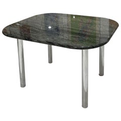 Absolutely Stunning Custom Post Modern Chrome & Green Marble Dining Table