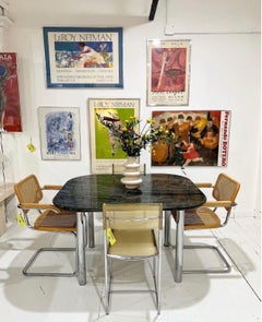 Absolutely Stunning Custom Post Modern Chrome & Green Marble Dining Table