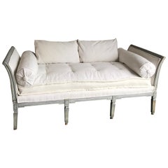 Absolutely Stunning French Louis XVI Painted Daybed with New Upholstery