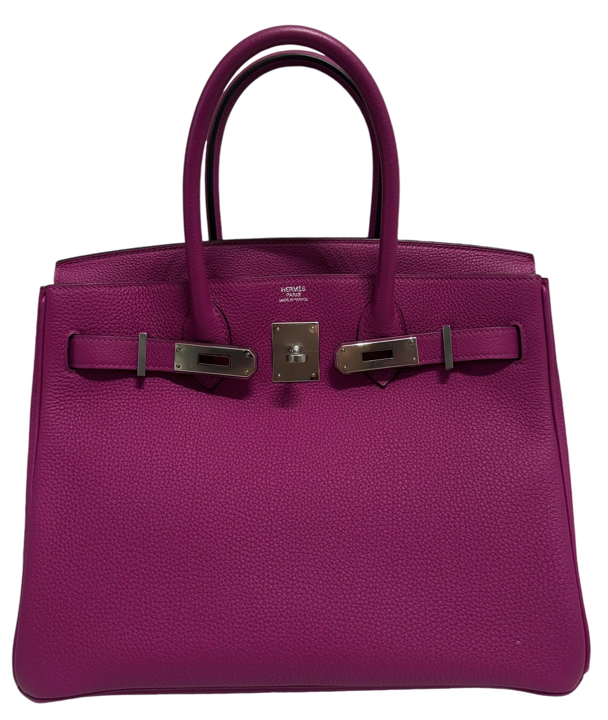 Absolutely Stunning  Hermes Birkin 30 Rose Pourpre Togo Leather 2