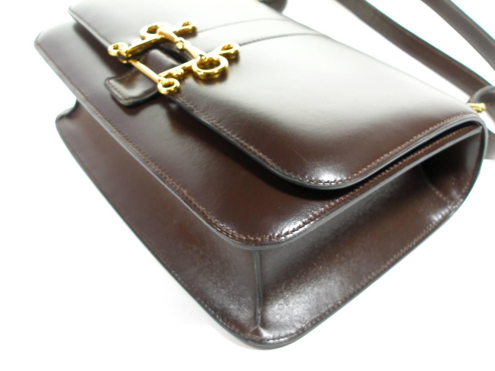 Women's Absoluty Collectible Hermés Vintage Brown Box Calf Sologne 23 cm Shoulder Bag 