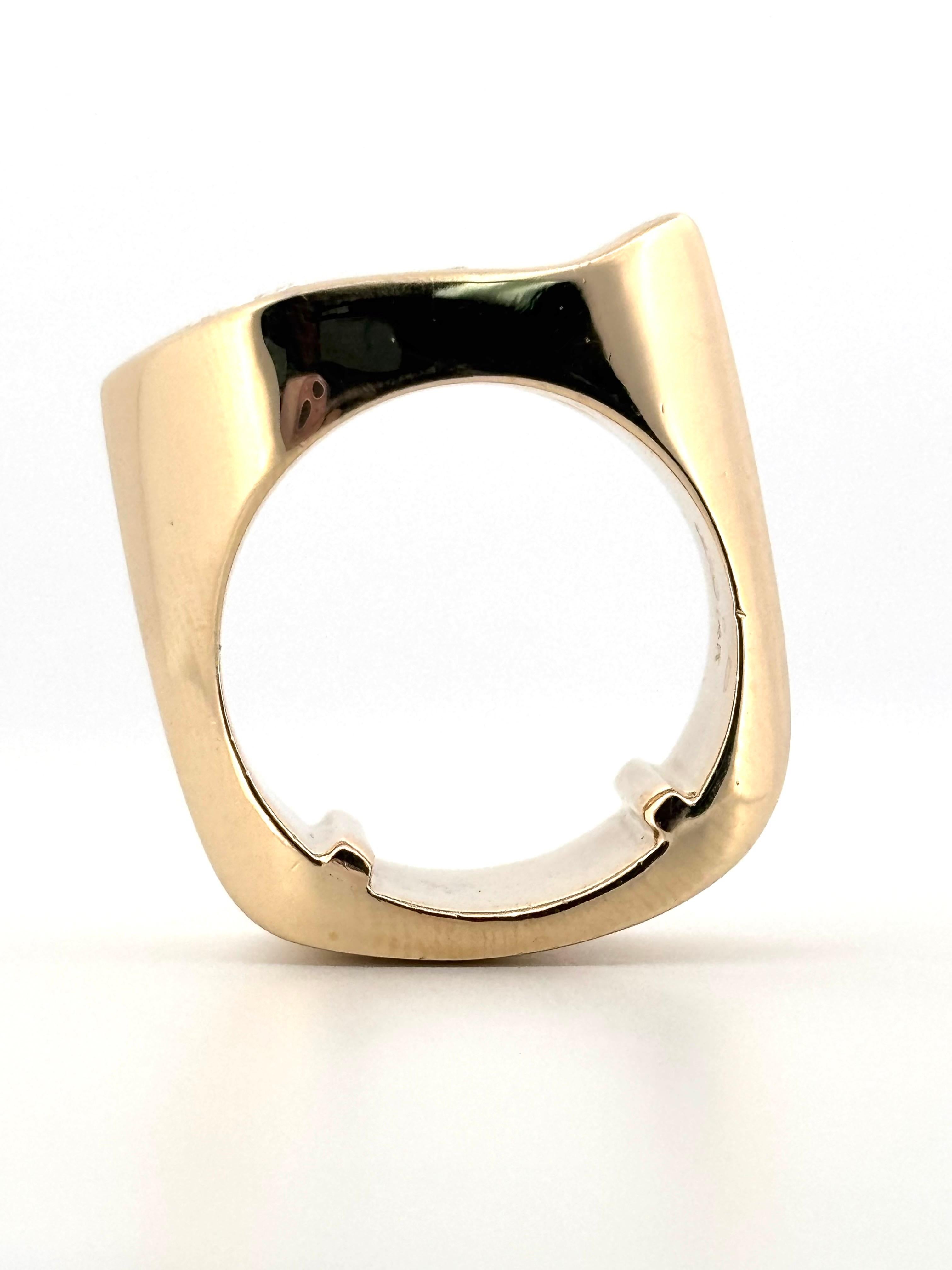 Anillo abstracto de banda ancha con diamantes naturales talla trillón y redonda de 1,33 quilates Retro en venta