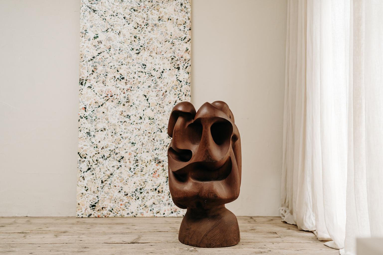 a stunning midcentury wooden sculpture of fabulous scale ...
