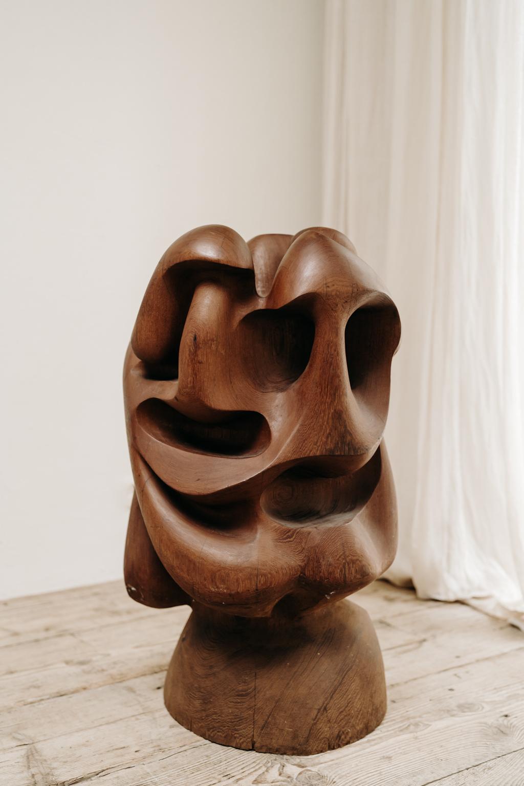 French Abstract 1950's Wooden Sculpture
