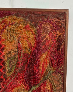 Abstrakte 1960er Jahre Textile Fiber Art Panel mit dem Titel "Summer is Gone" von Helen Richards