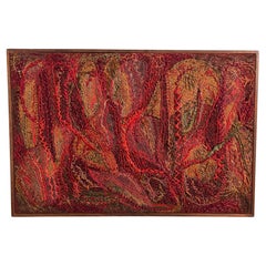 Abstract 1960s Textile Fiber Art Panel Titled "Summer is Gone" by Helen Richards