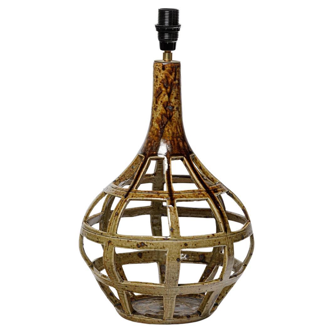 Lampe de table abstraite en céramique brune Design CENTURY DESIGN par J Georges 1960