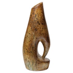 Abstract 20th century design brown ceramic vase by Agnes Escala 1960 french