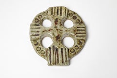 Abstract 20th century grey and black stoneware ceramic cross signed circa 1950